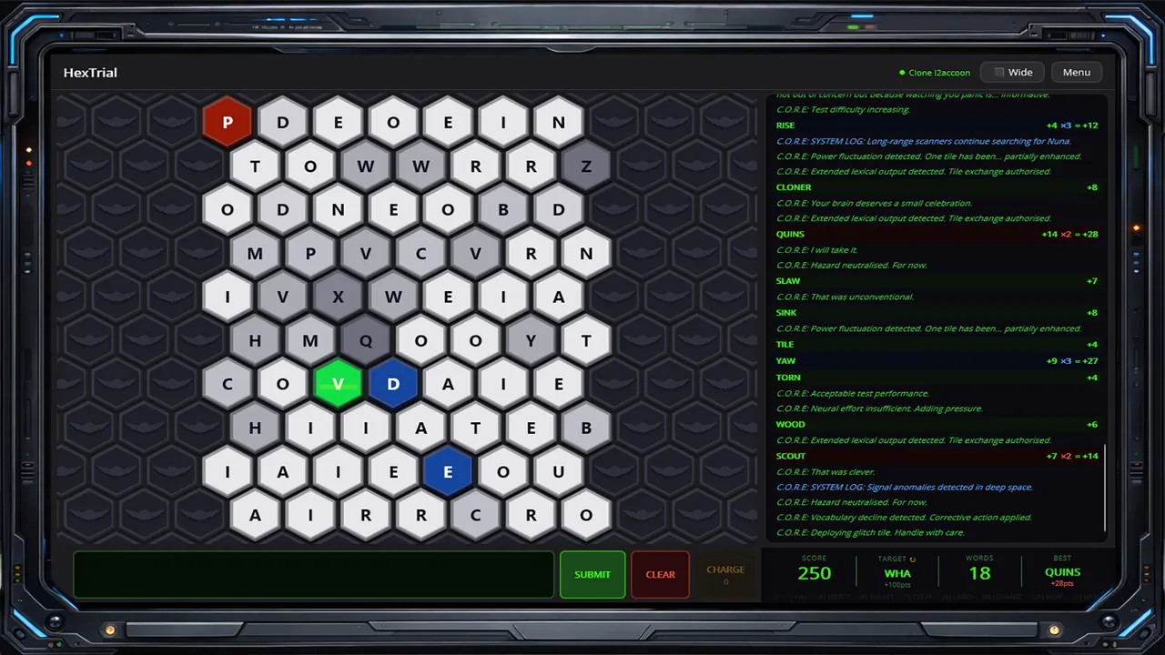 HexTrial A C.O.R.E. Cognitive Test — story scene capture