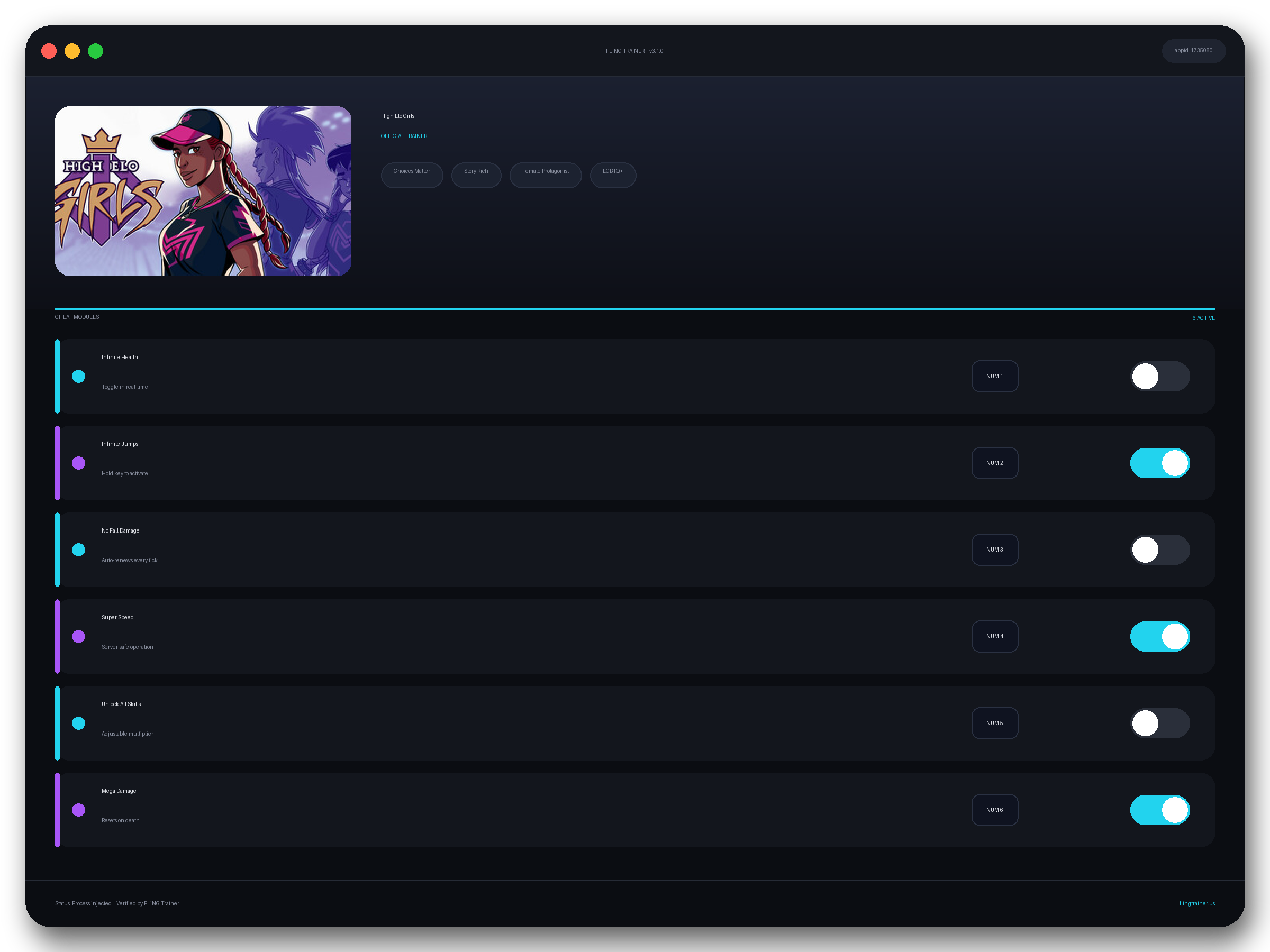 High Elo Girls Trainer interface