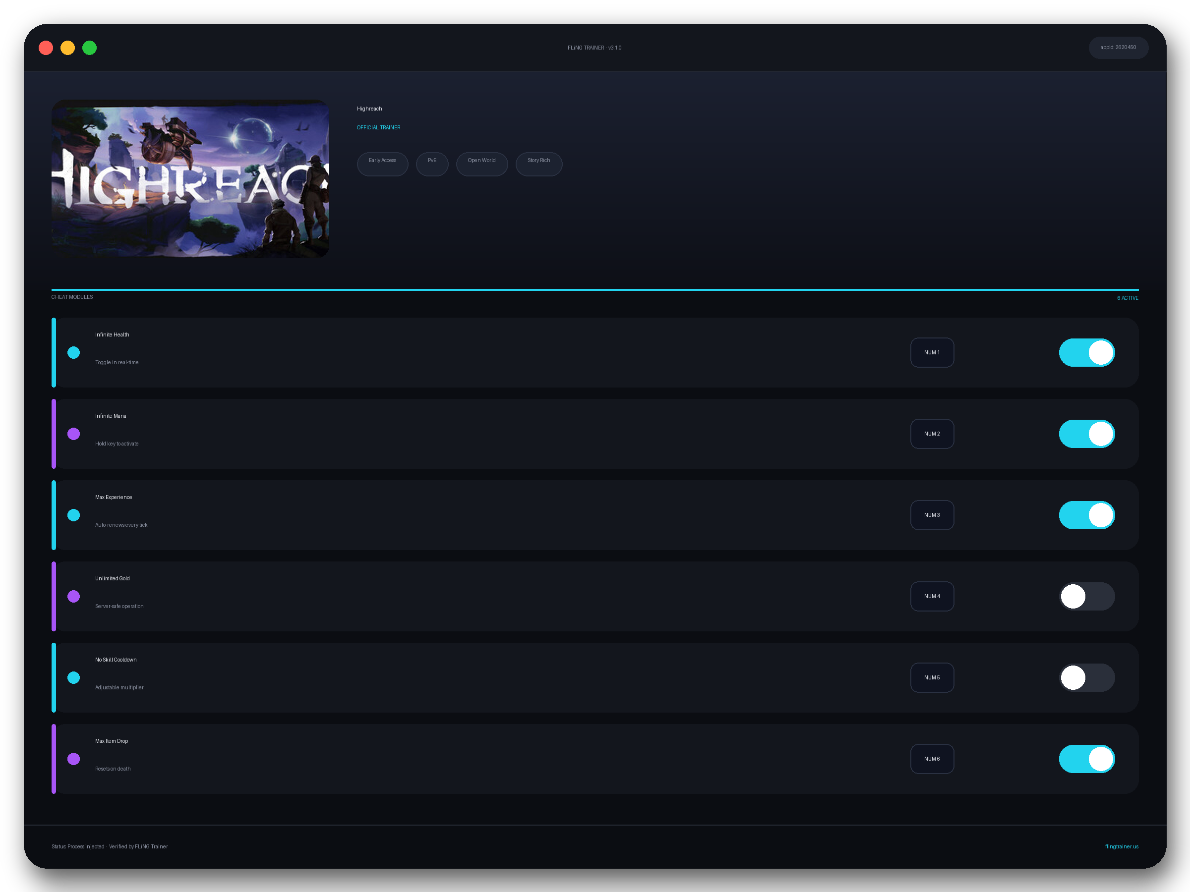 Highreach Trainer interface