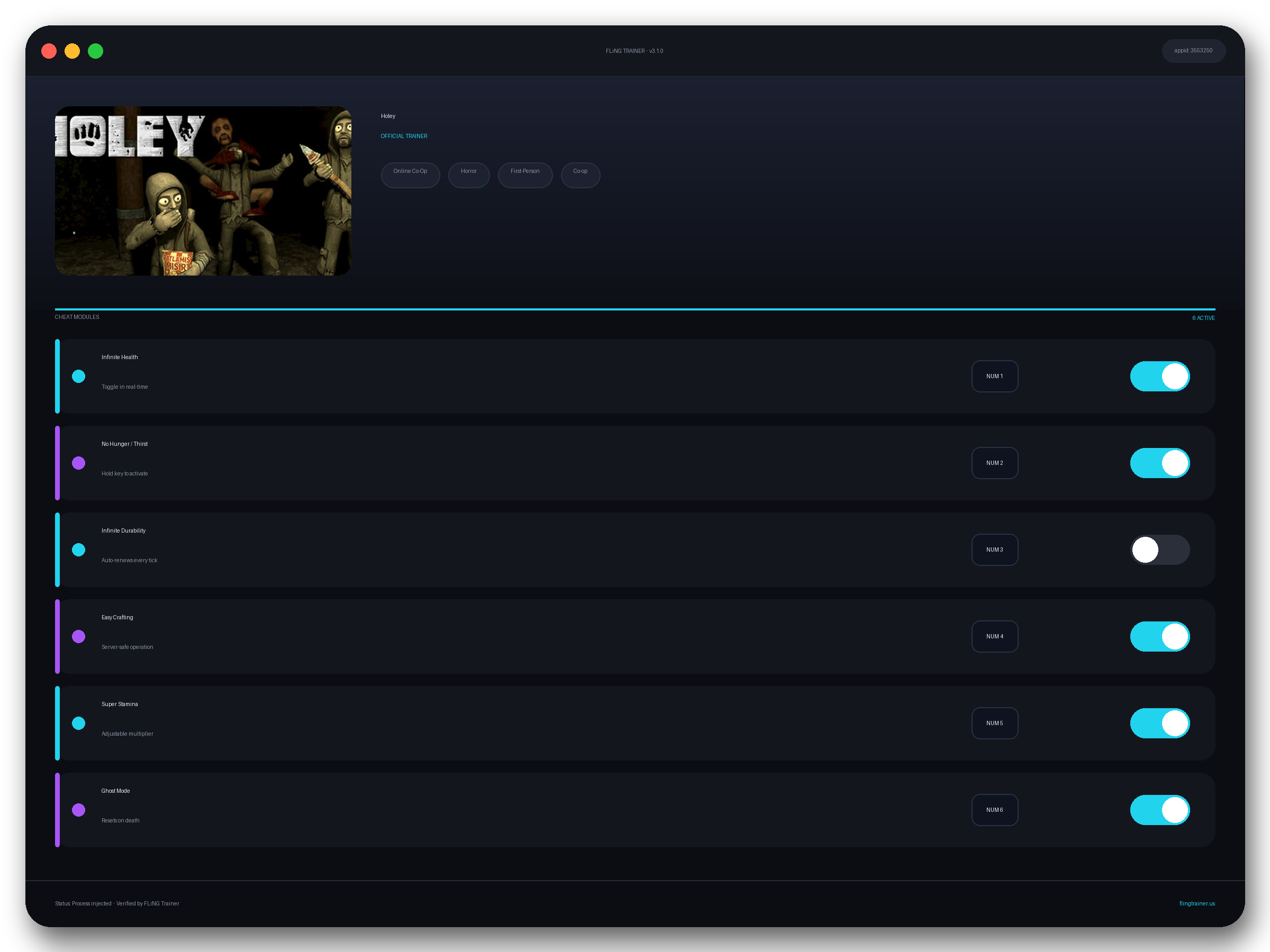 Holey Trainer interface