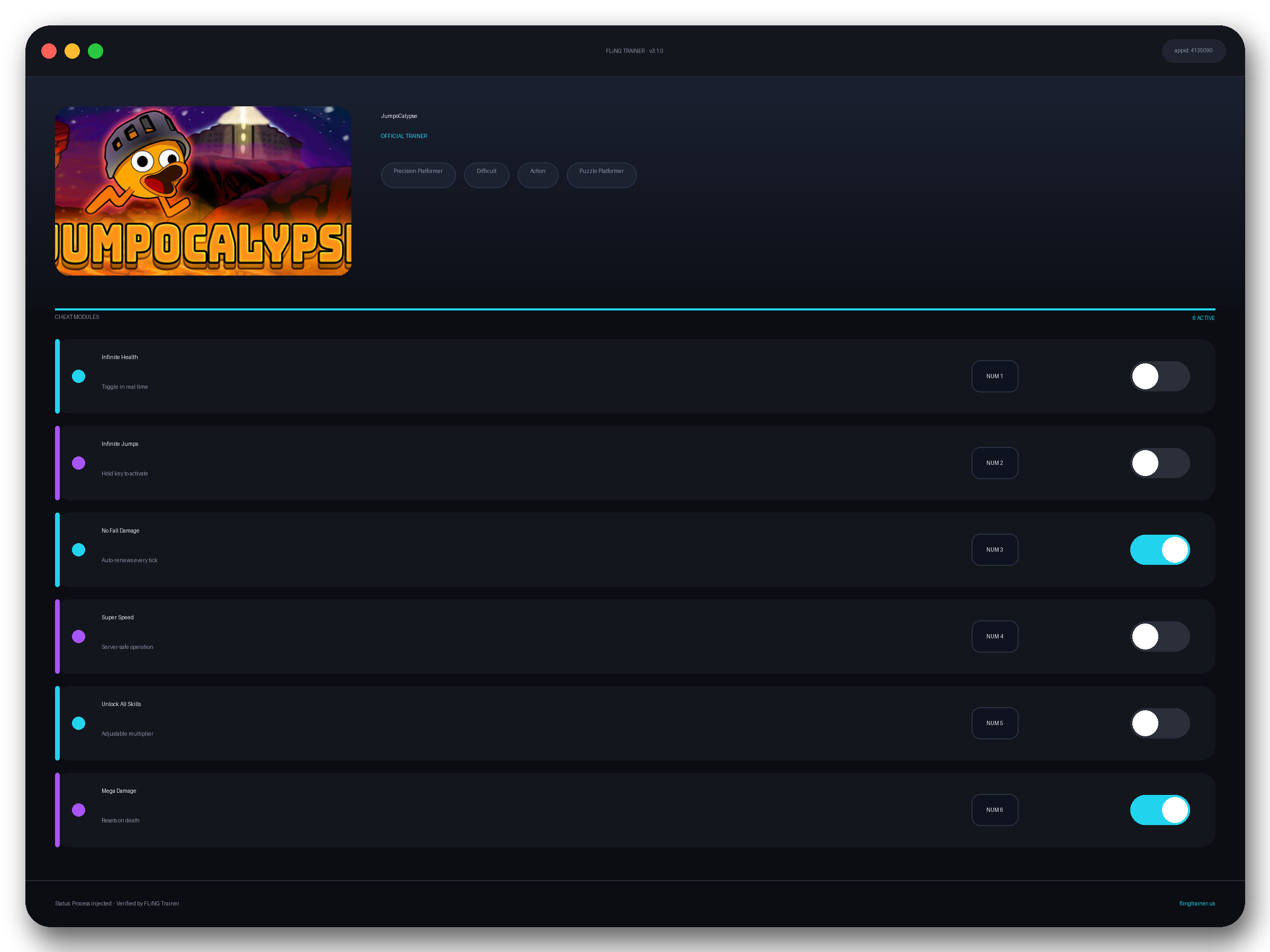 JumpoCalypse Trainer interface