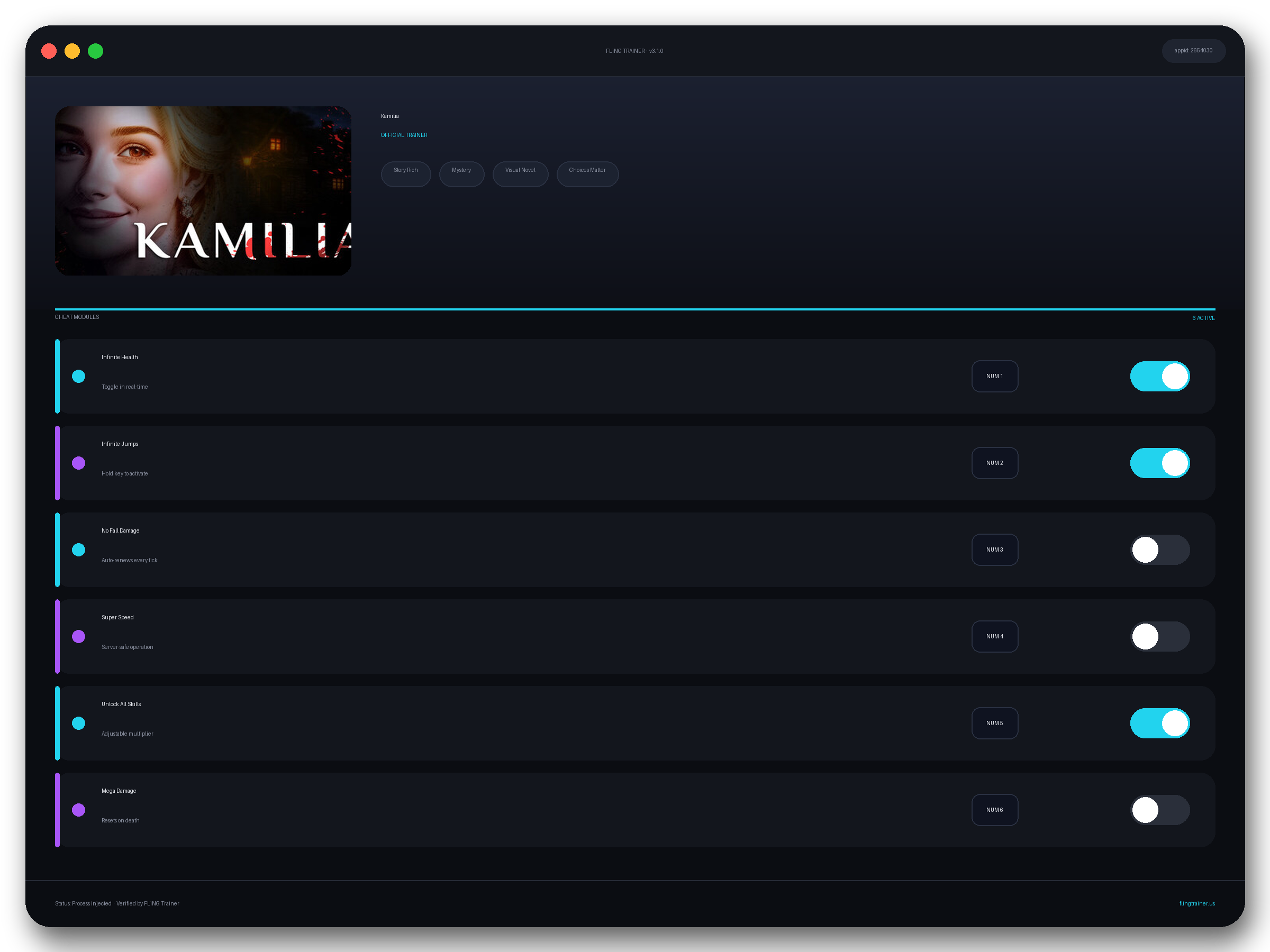 Kamilia Trainer interface