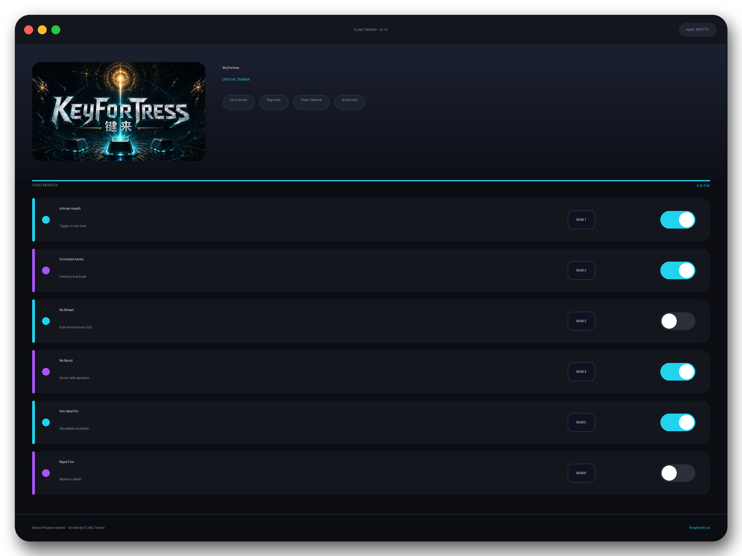 KeyFortress Trainer interface