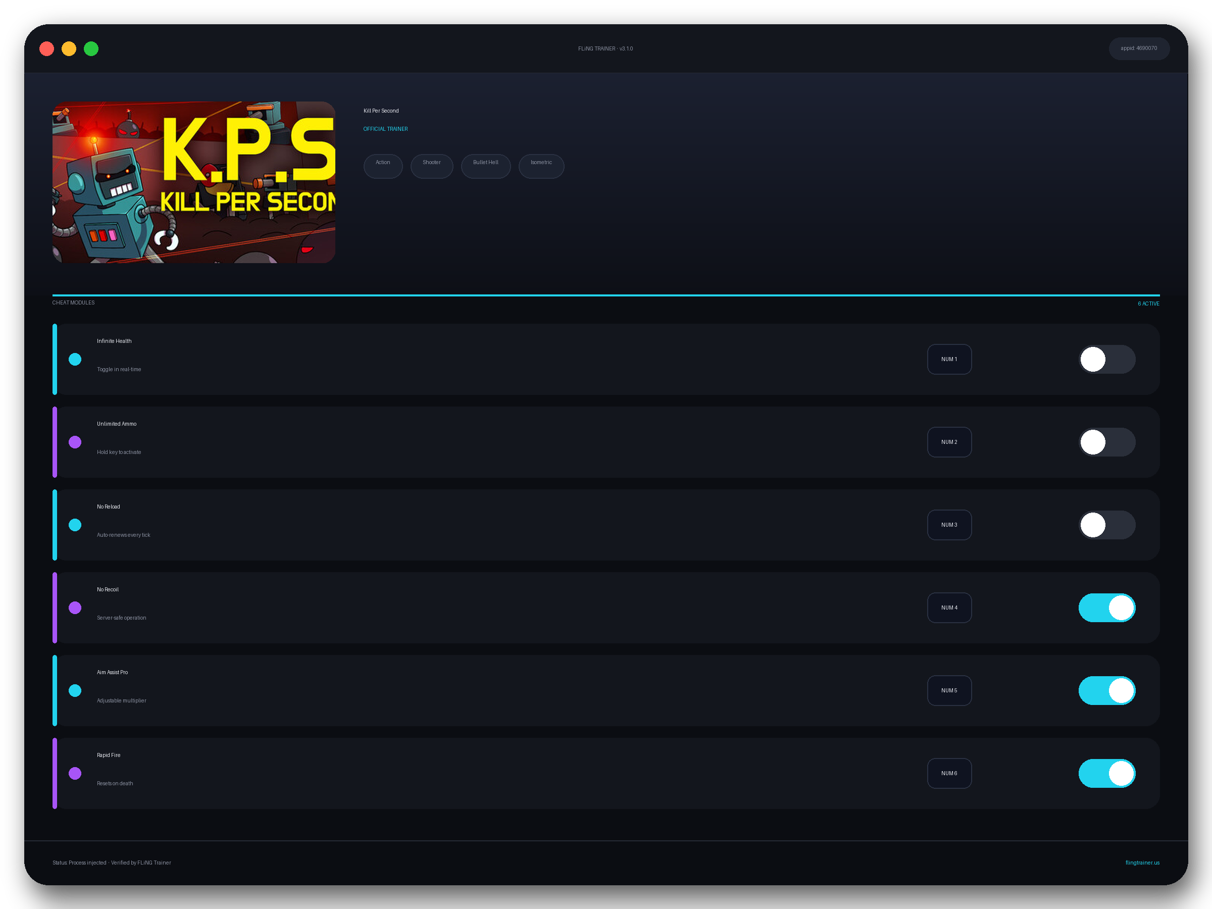 Kill Per Second Trainer interface