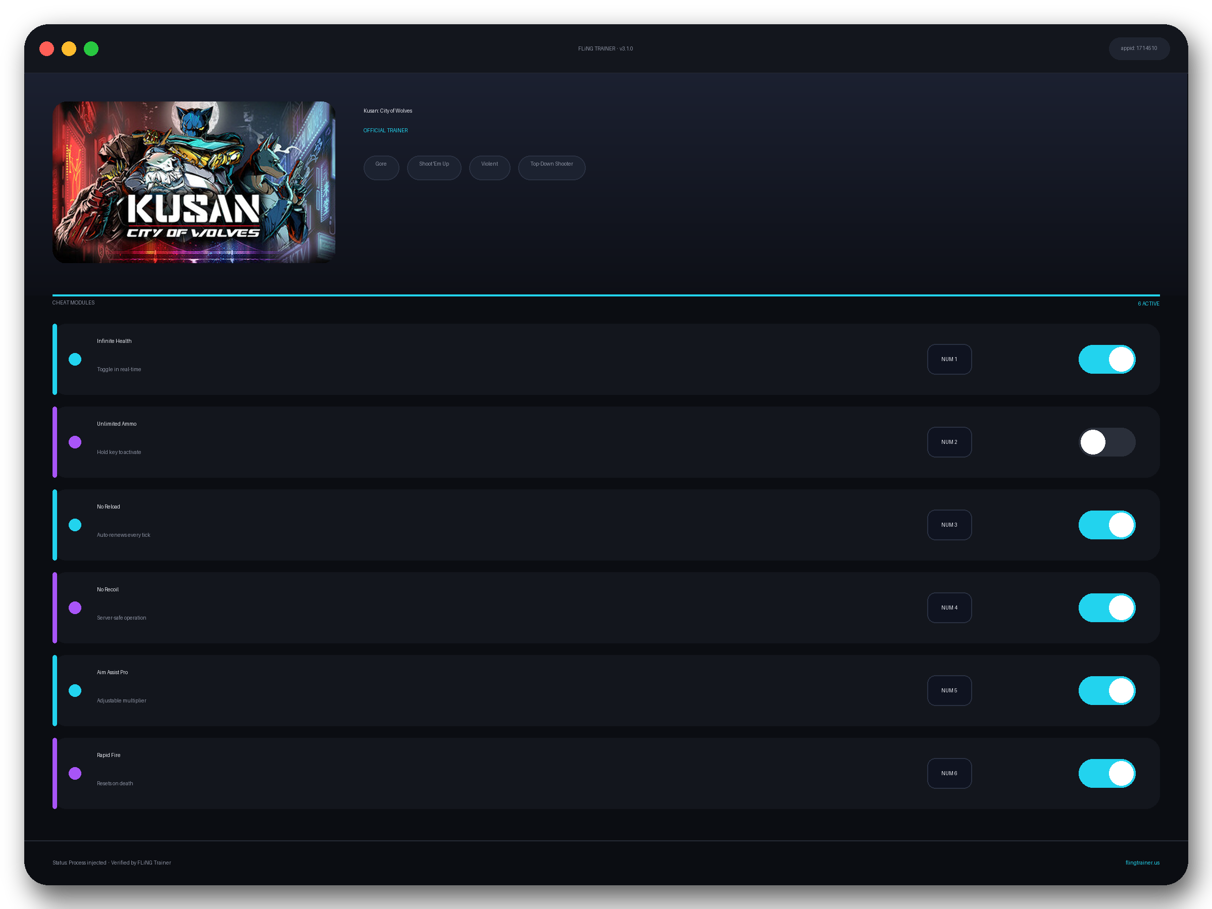Kusan: City of Wolves Trainer interface