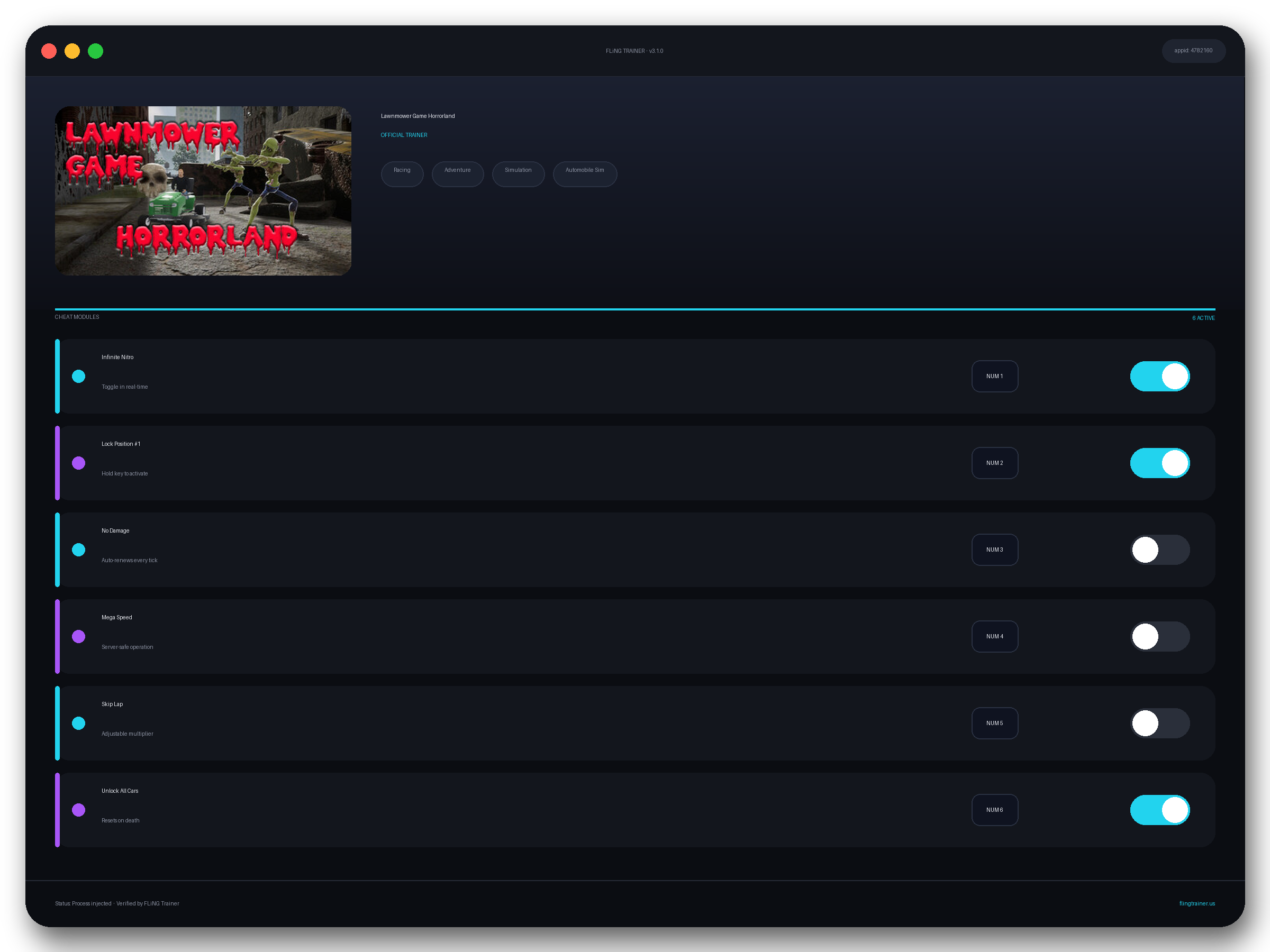 Lawnmower Game Horrorland Trainer interface