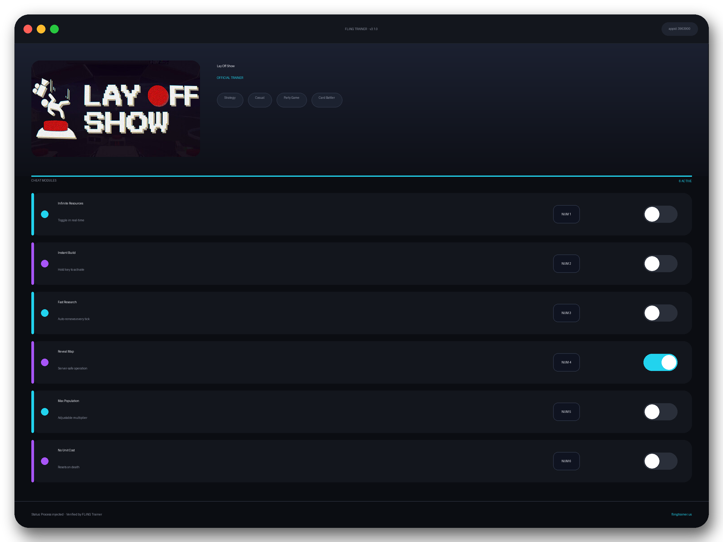 Lay Off Show Trainer interface