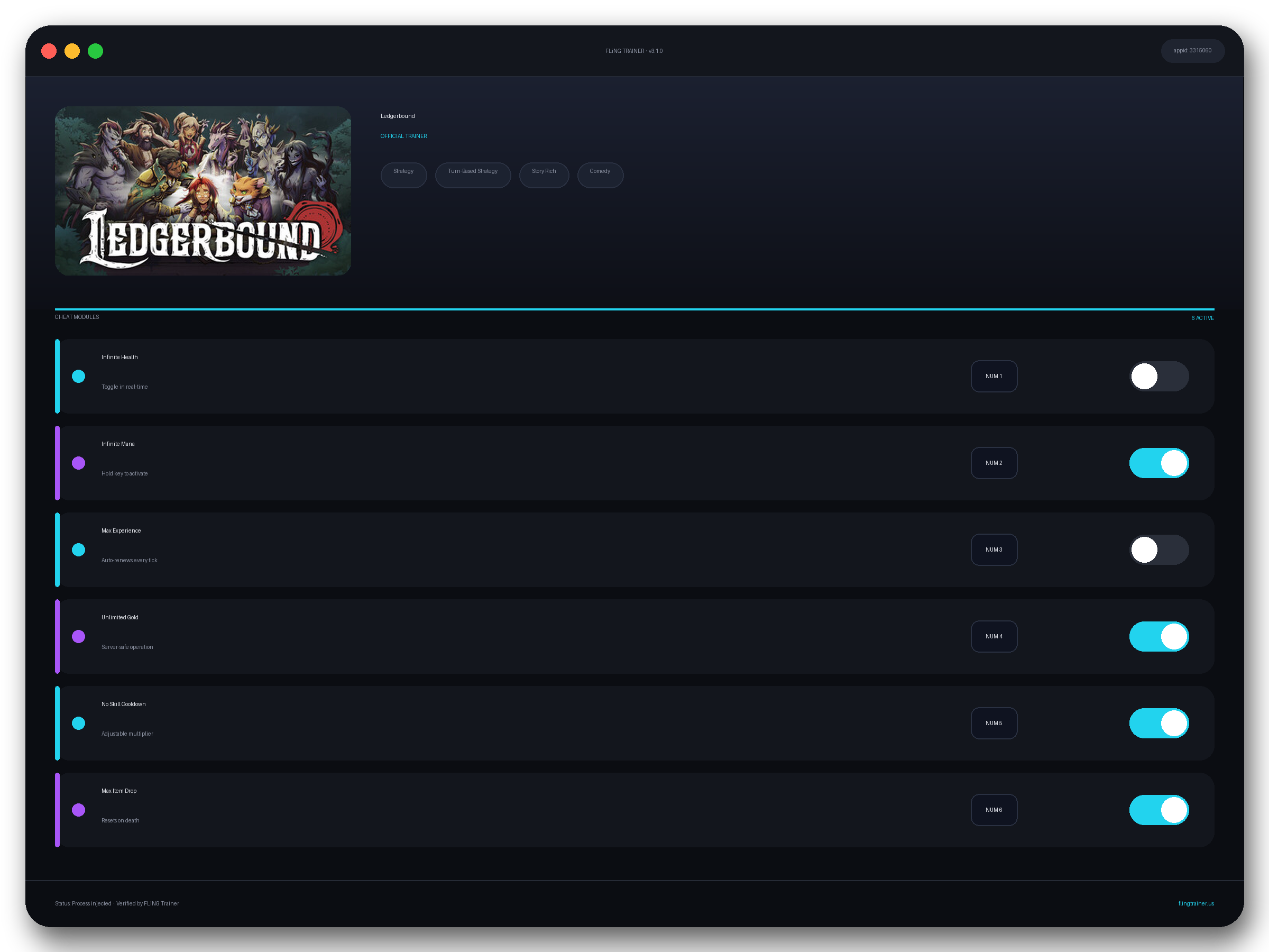 Ledgerbound Trainer interface