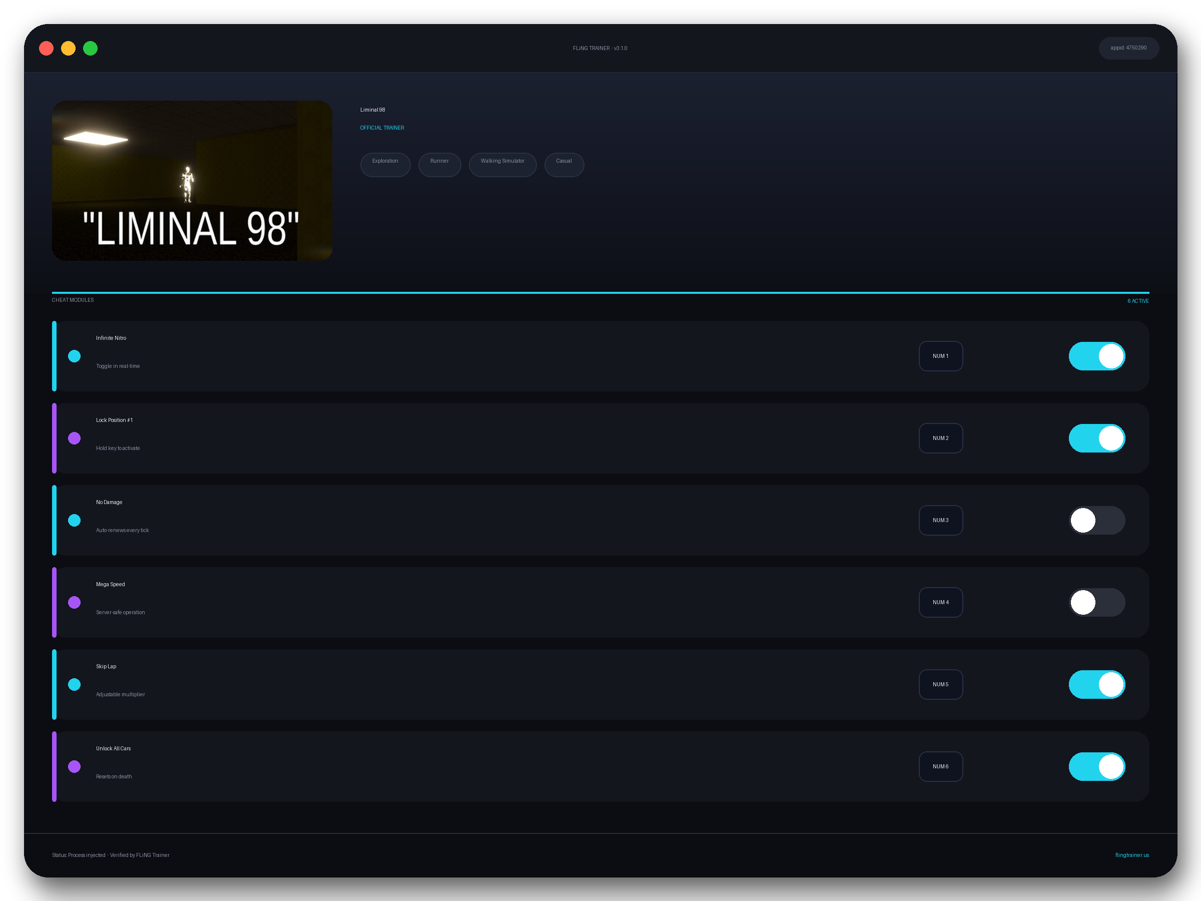Liminal 98 Trainer interface