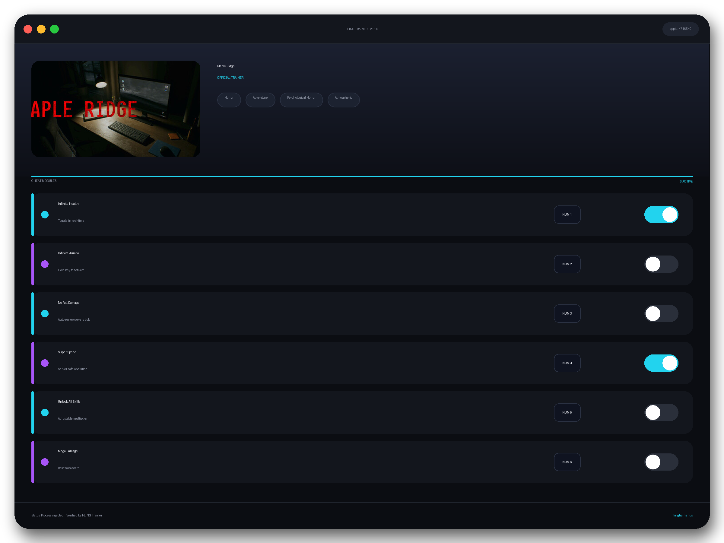 Maple Ridge Trainer interface