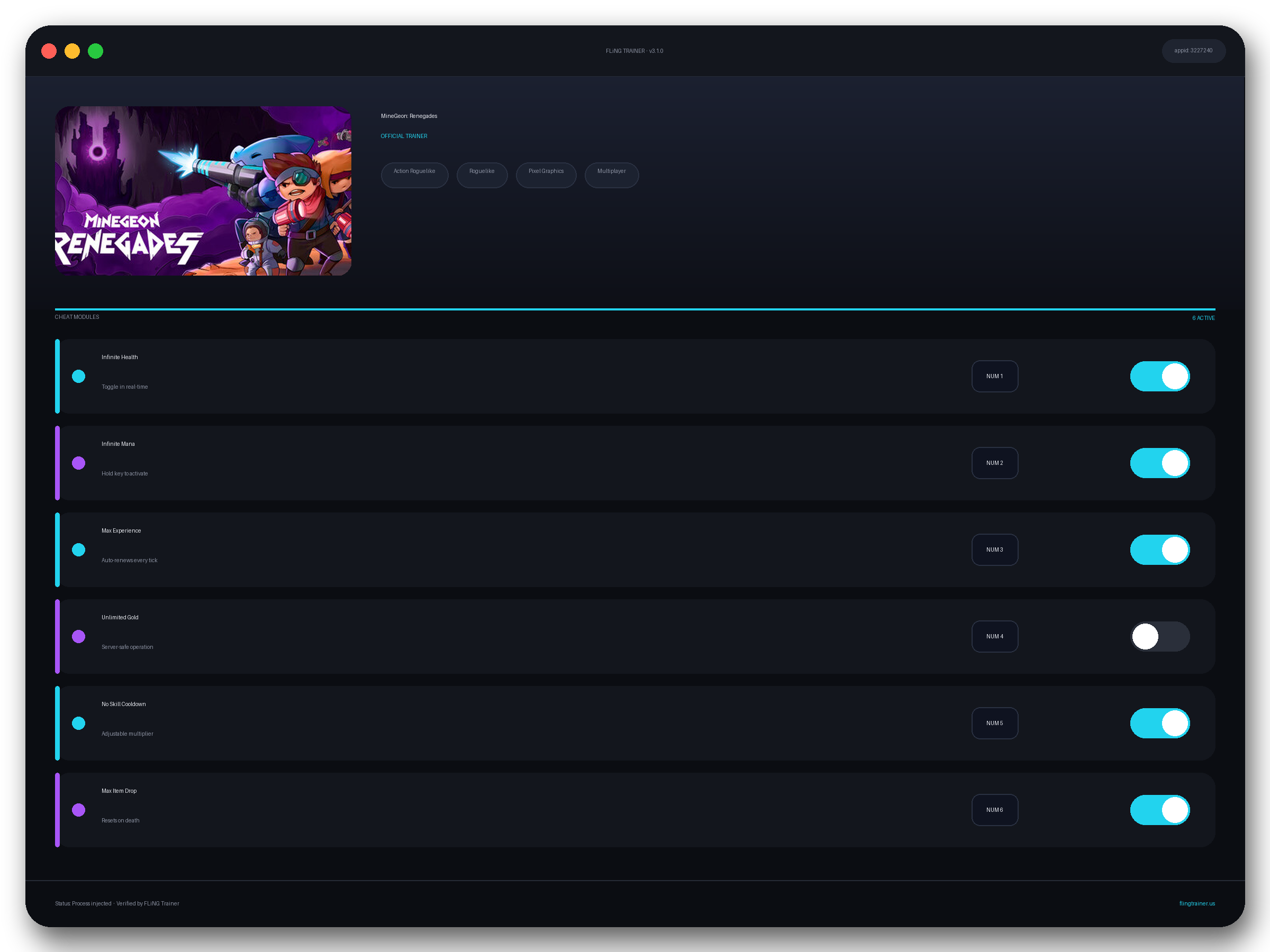 MineGeon: Renegades Trainer interface