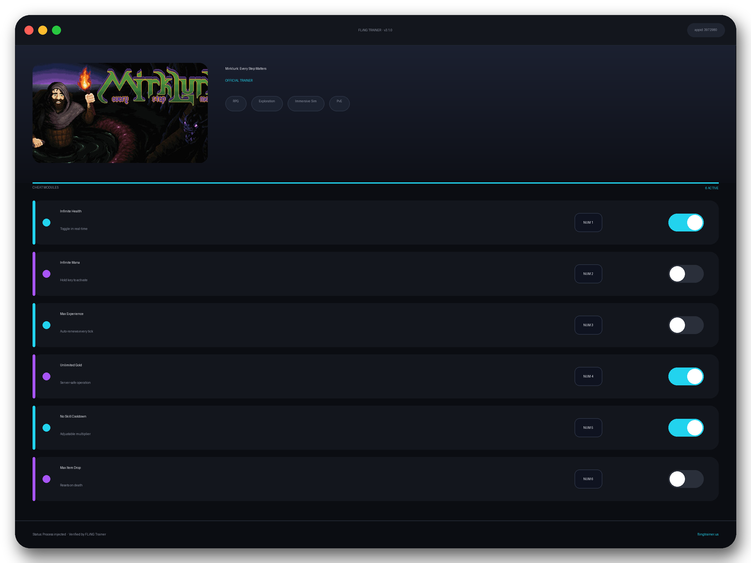 Mirklurk: Every Step Matters Trainer interface