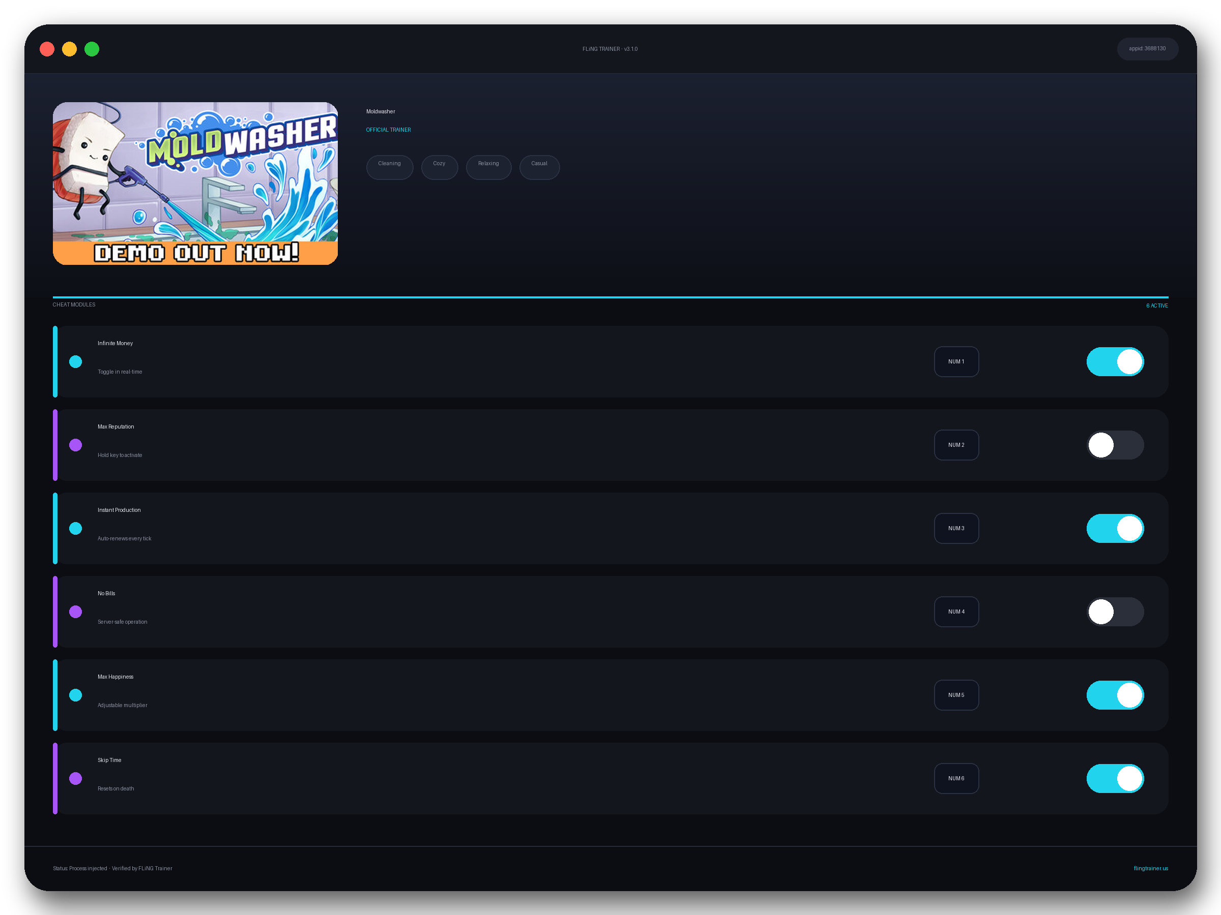Moldwasher Trainer interface