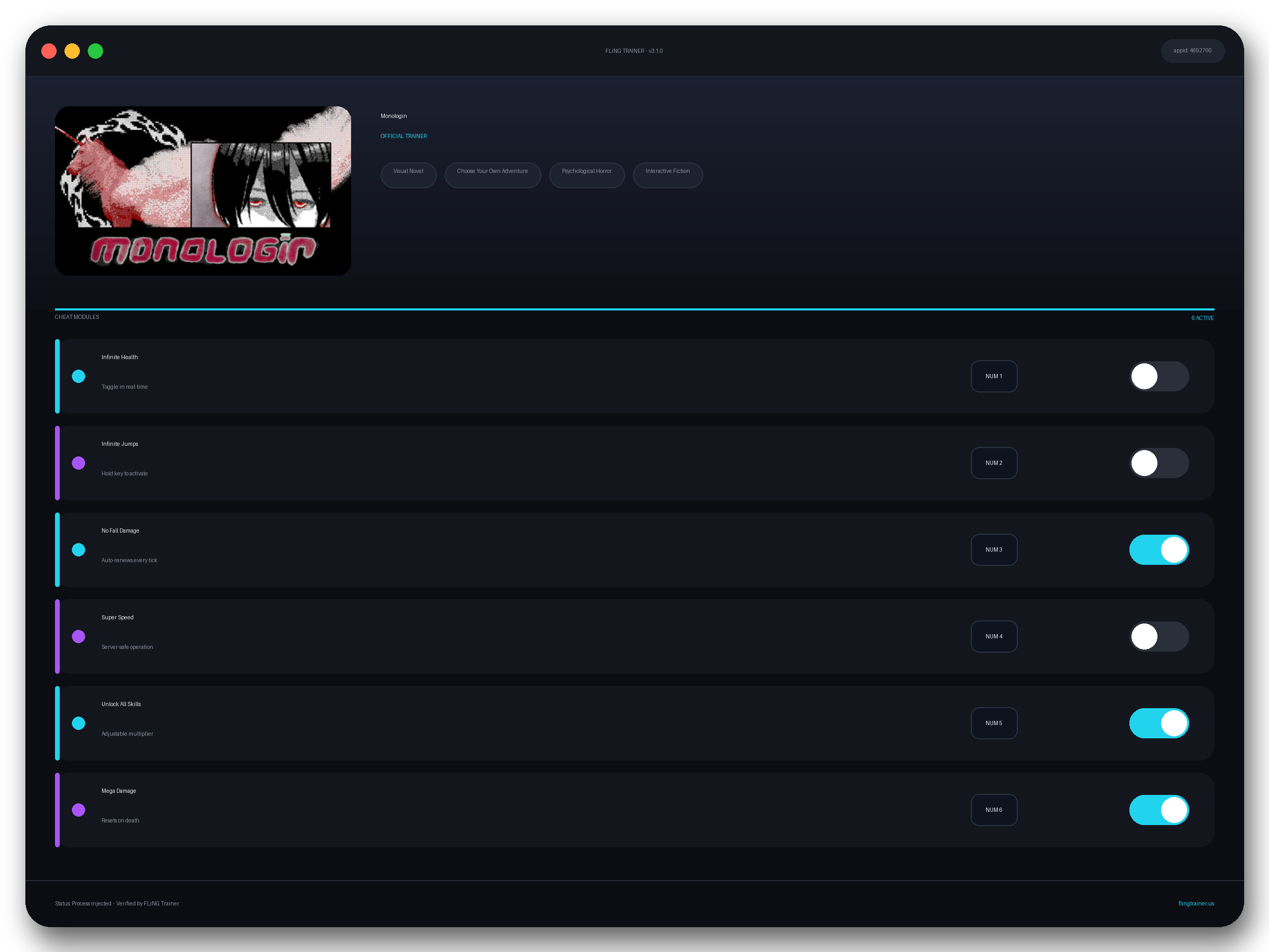 Monologin Trainer interface