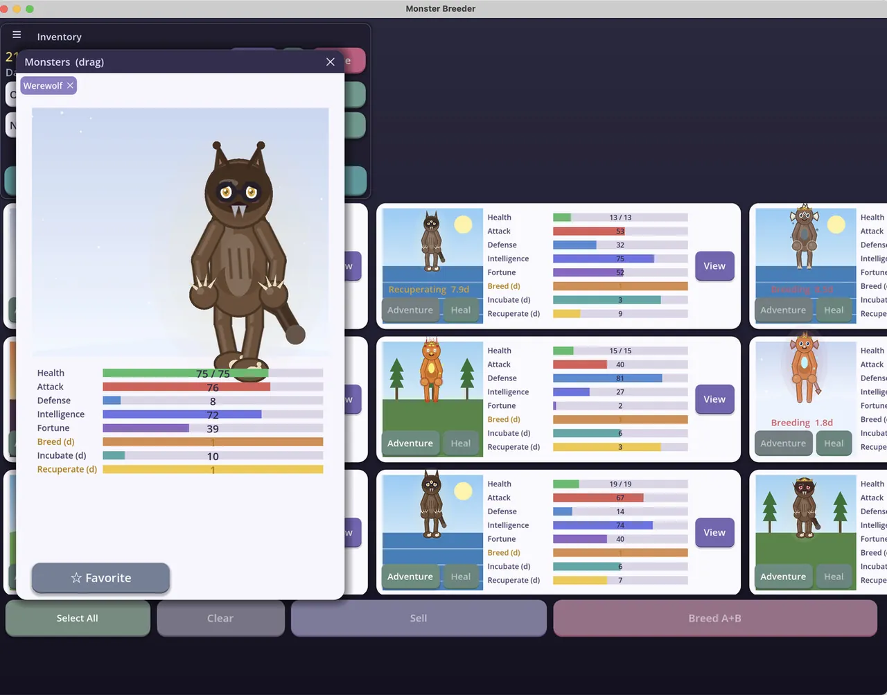 Monster Breeder — exploration snapshot
