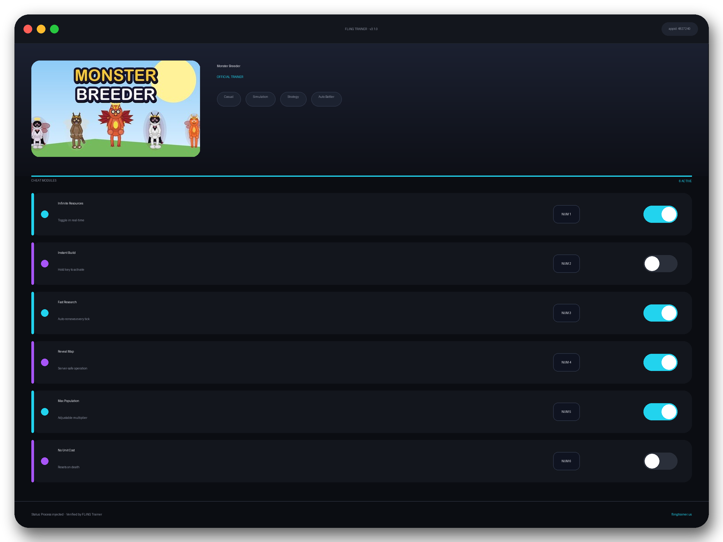 Monster Breeder Trainer interface