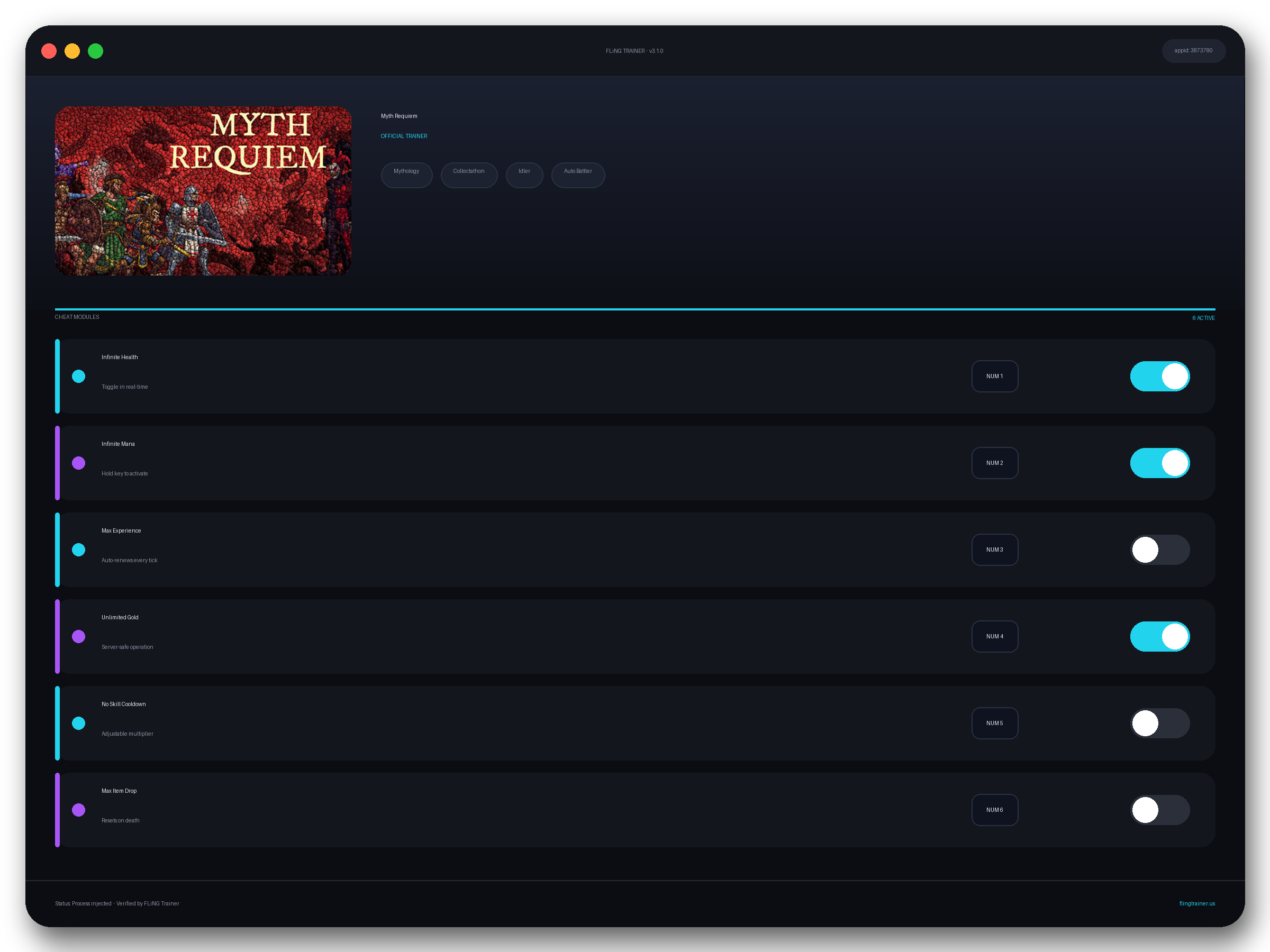 Myth Requiem Trainer interface