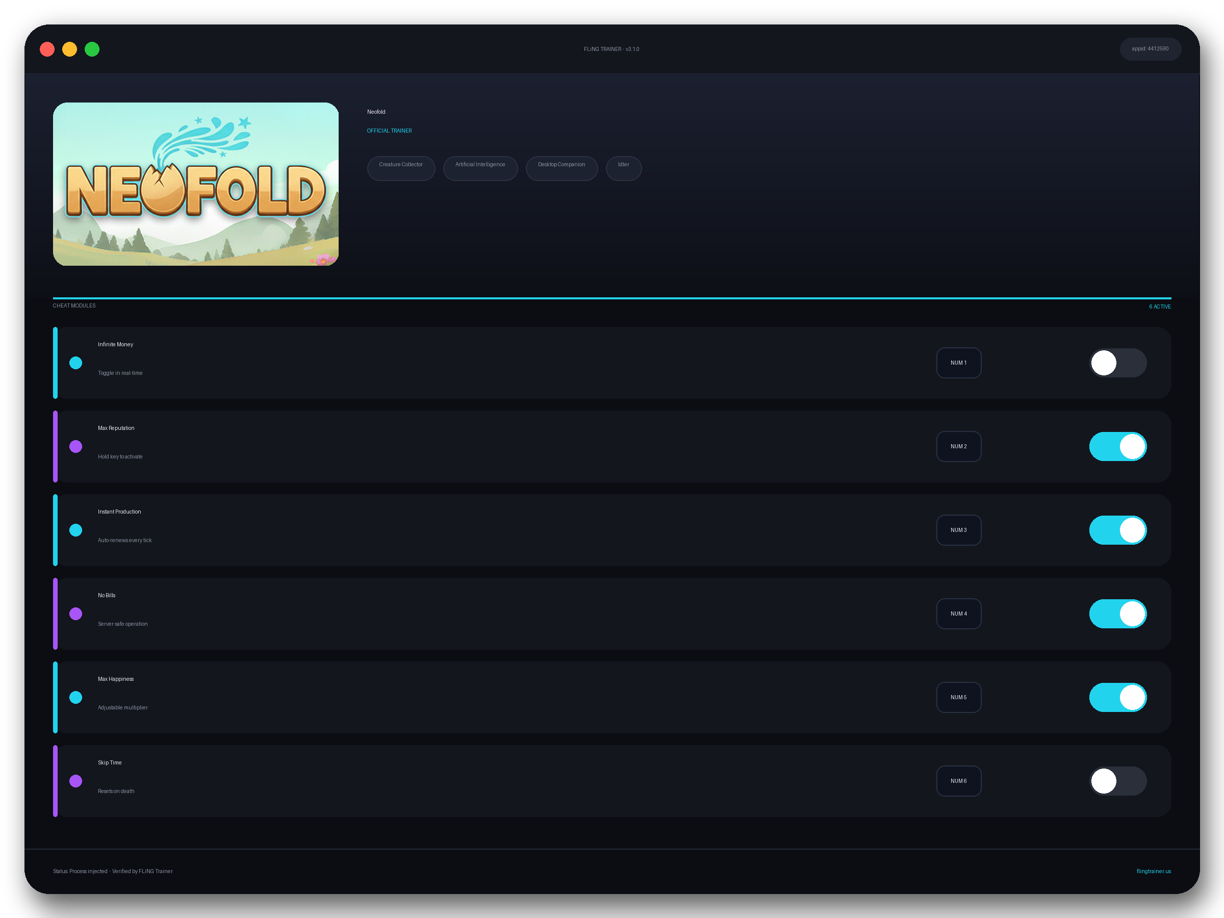 Neofold Trainer interface