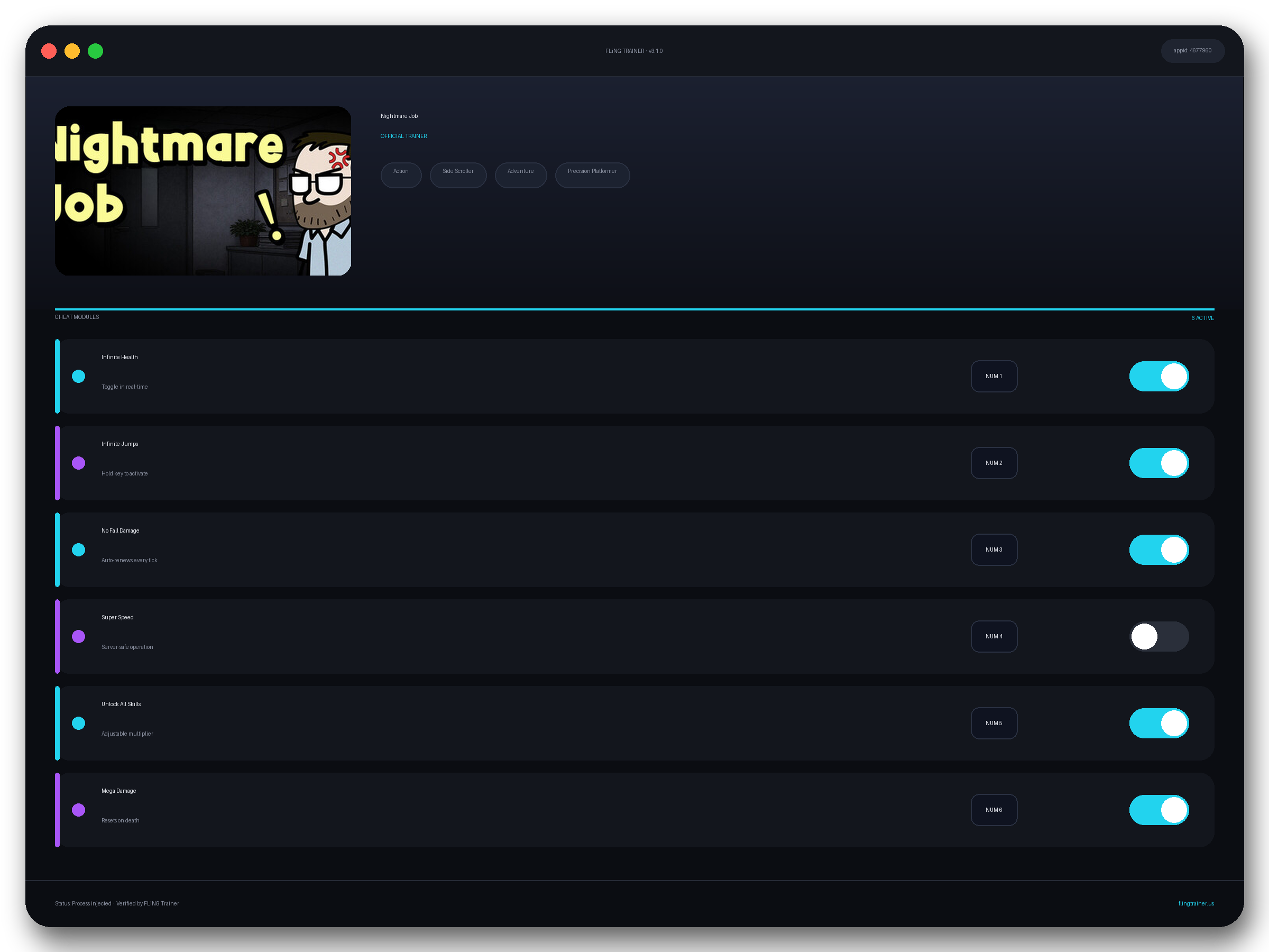 Nightmare Job Trainer interface