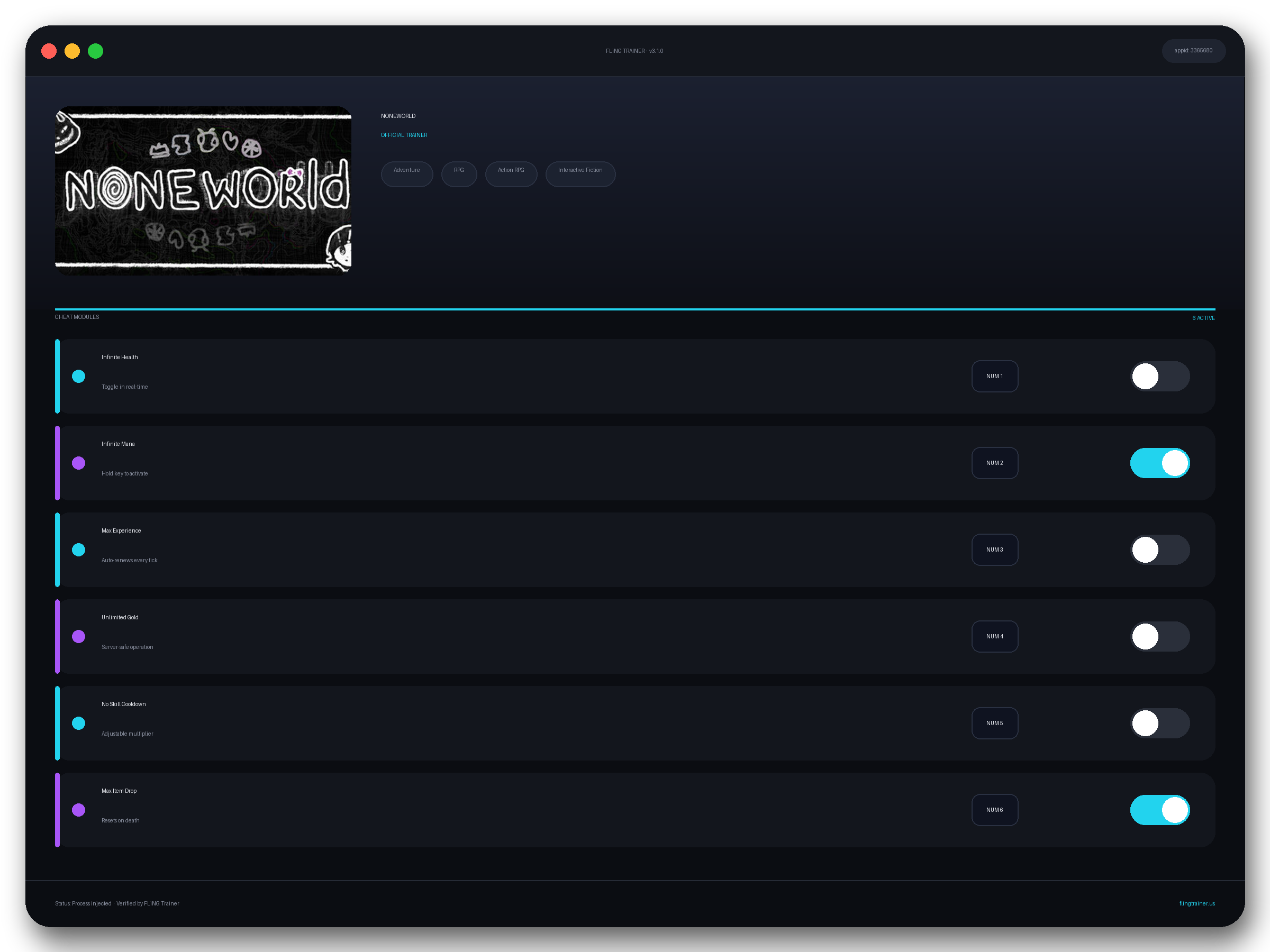 NONEWORLD Trainer interface