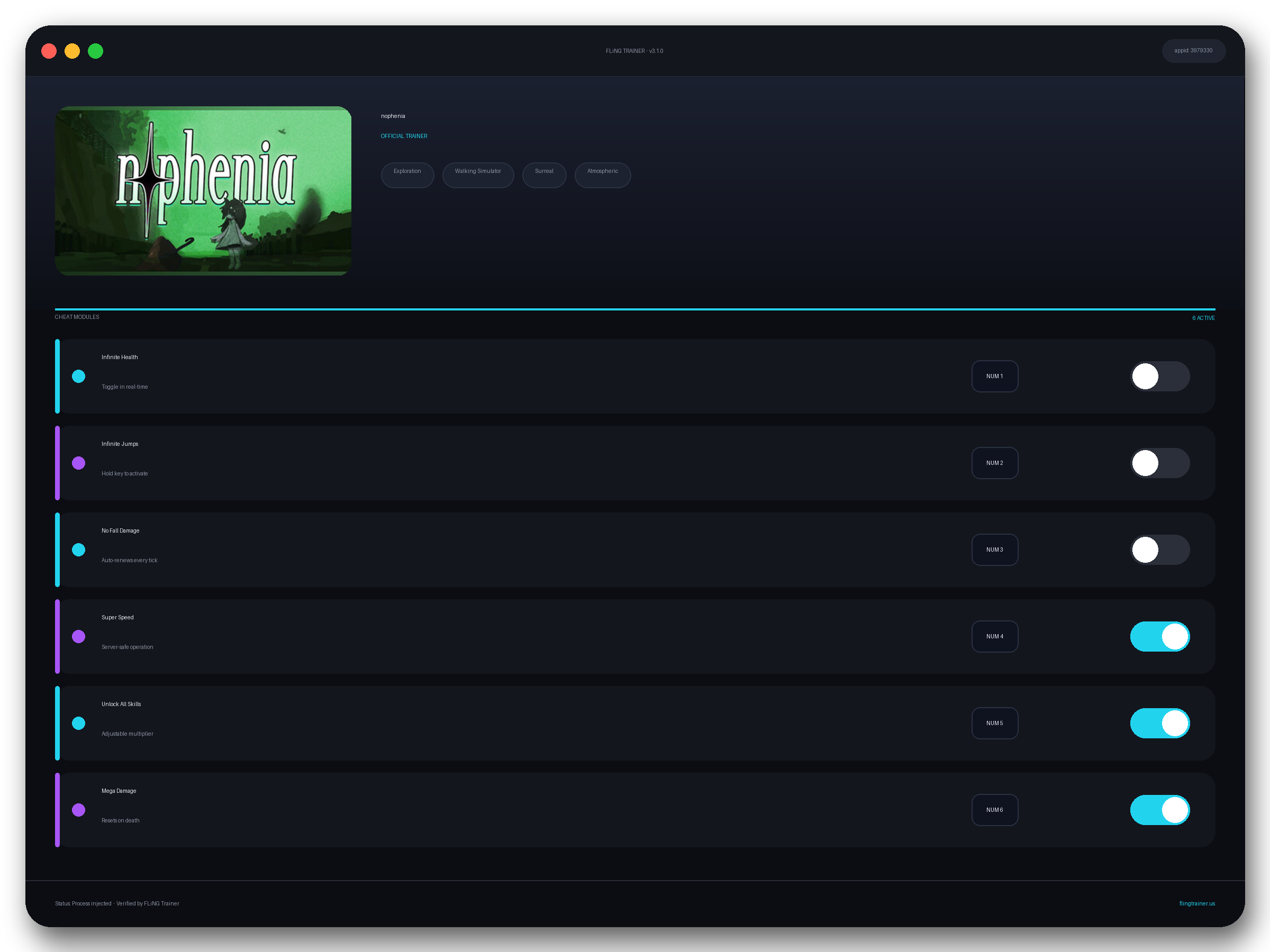 nophenia Trainer interface