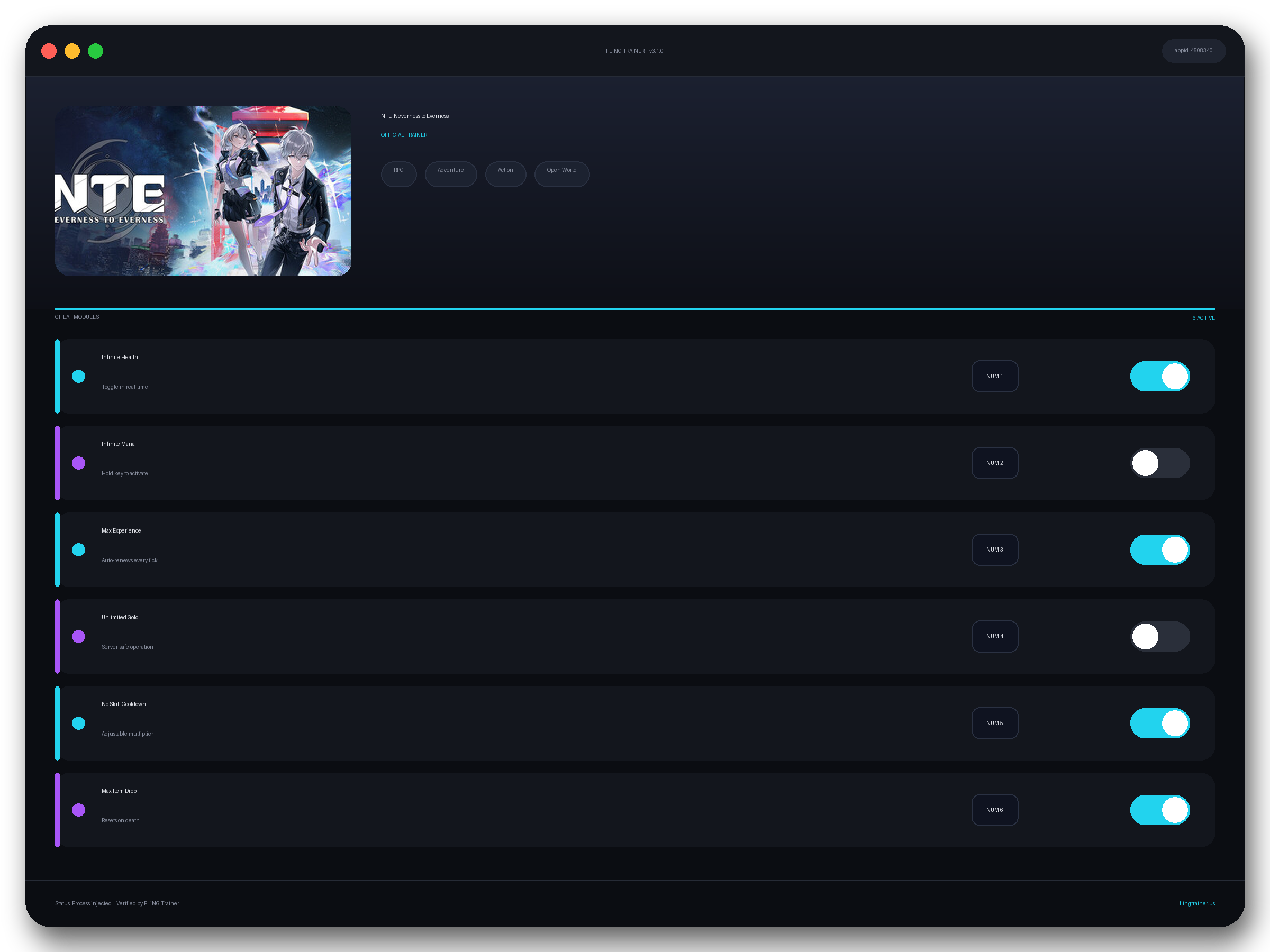 NTE: Neverness to Everness Trainer interface