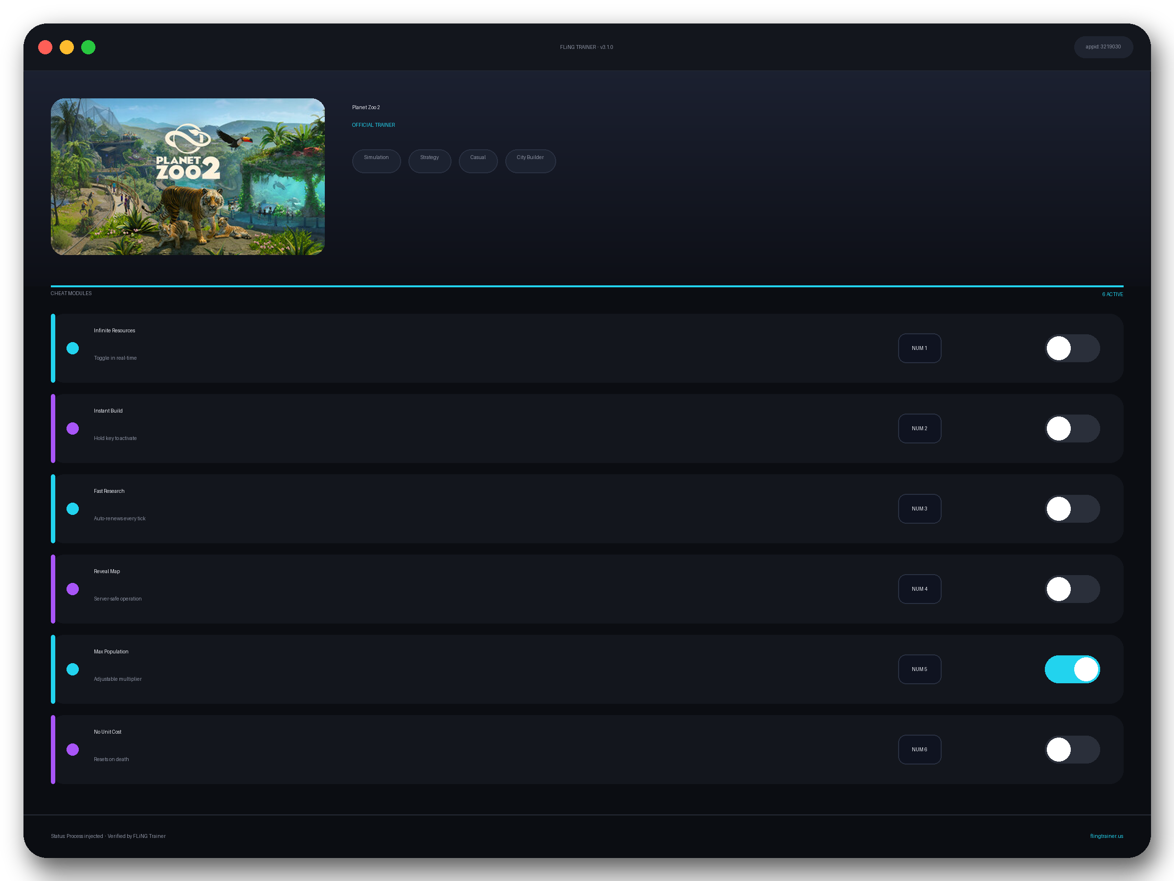Planet Zoo 2 Trainer interface