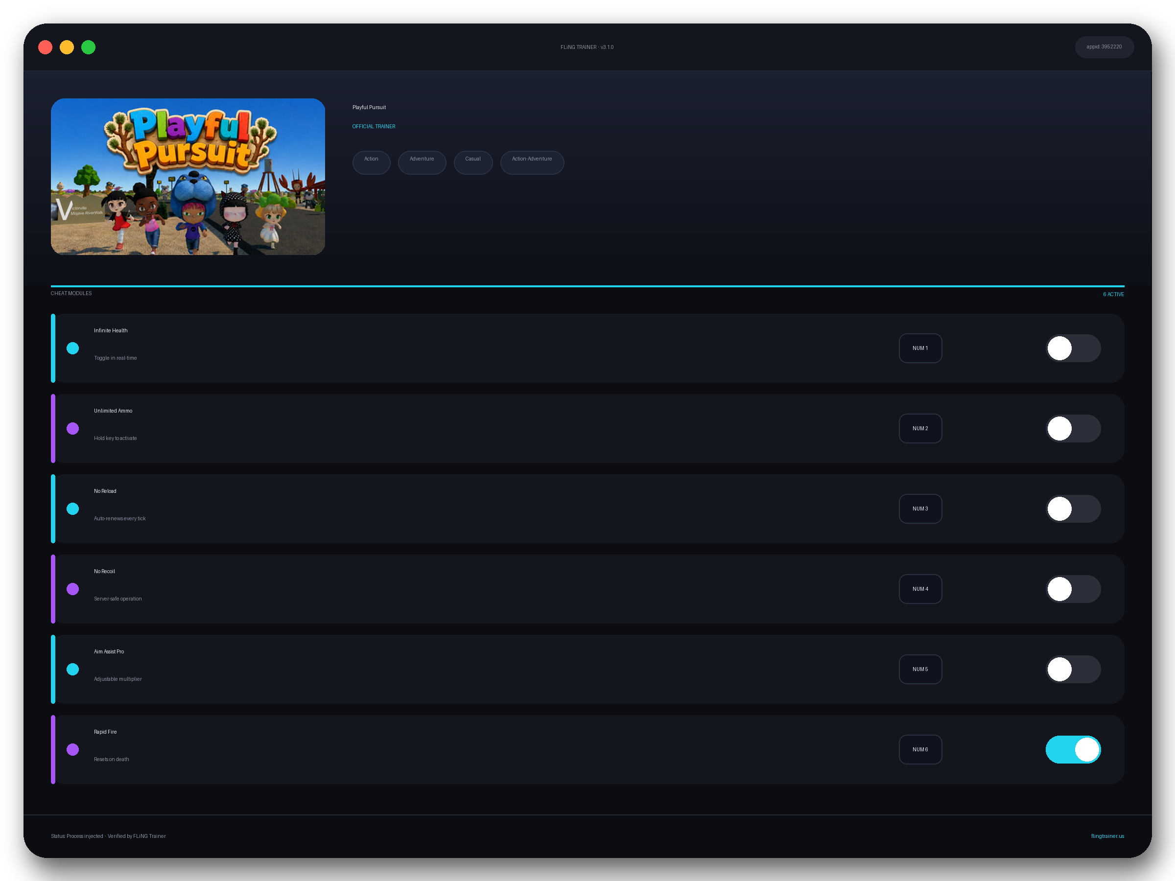 Playful Pursuit Trainer interface