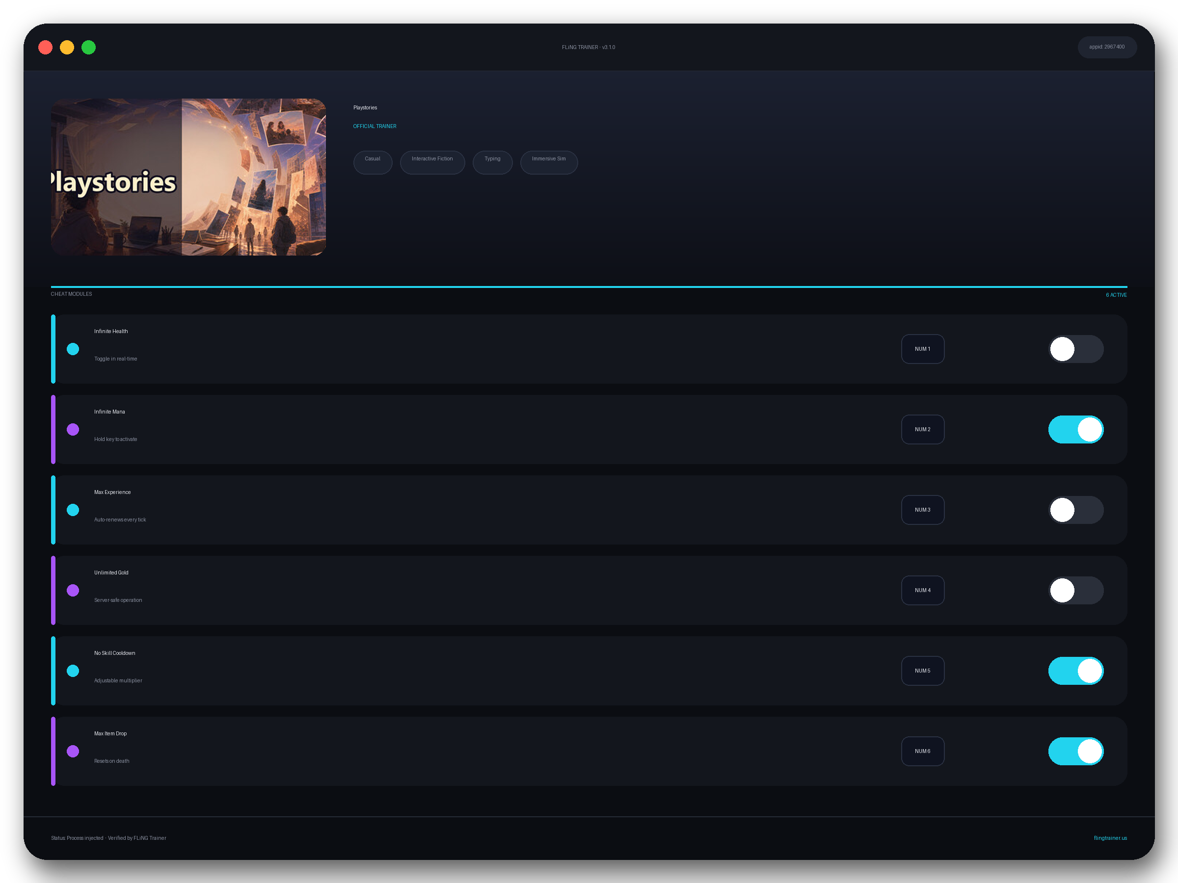Playstories Trainer interface