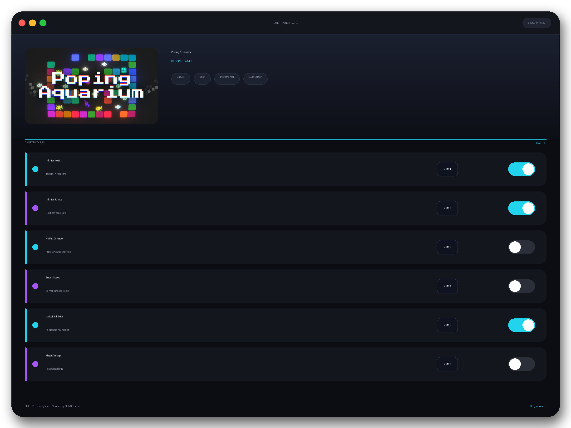Poping Aquarium Trainer interface