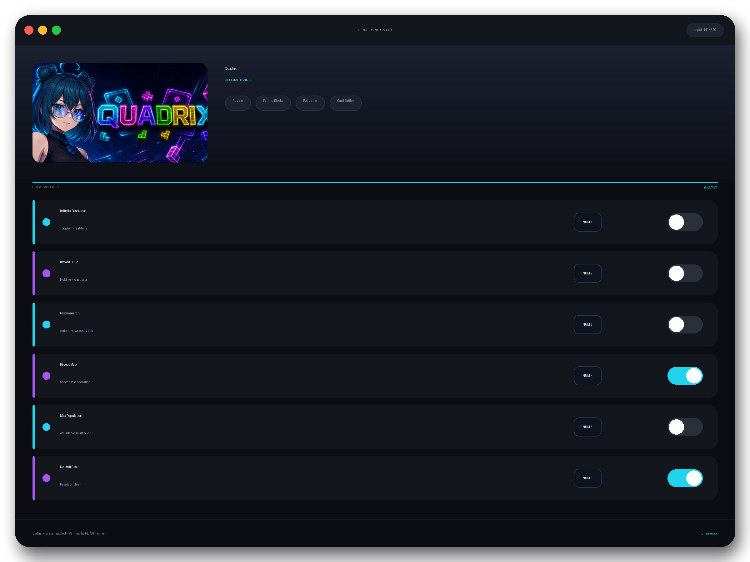 Quadrix Trainer interface
