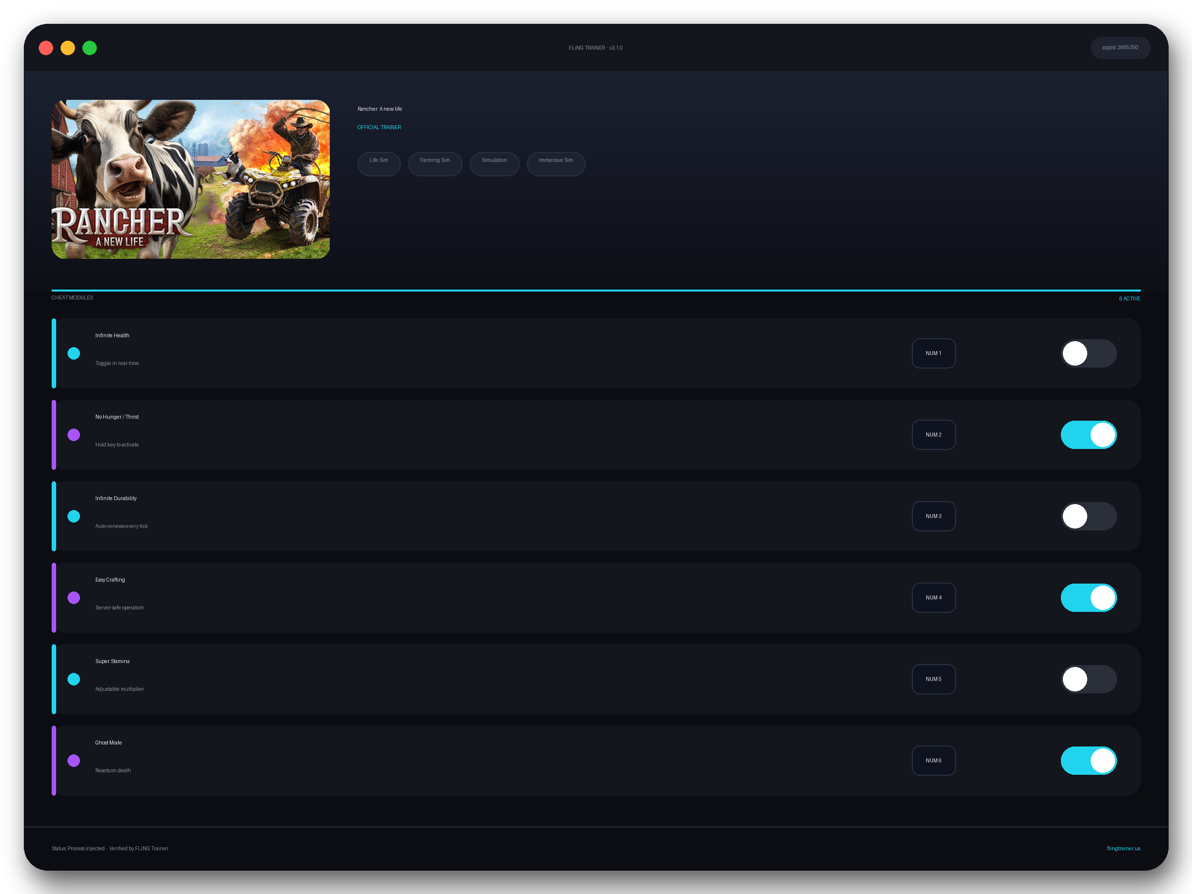 Rancher: A new life Trainer interface