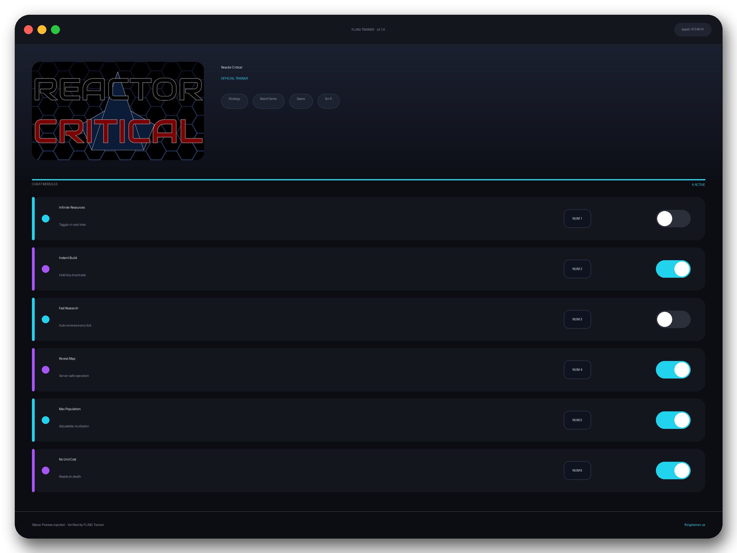 Reactor Critical Trainer interface