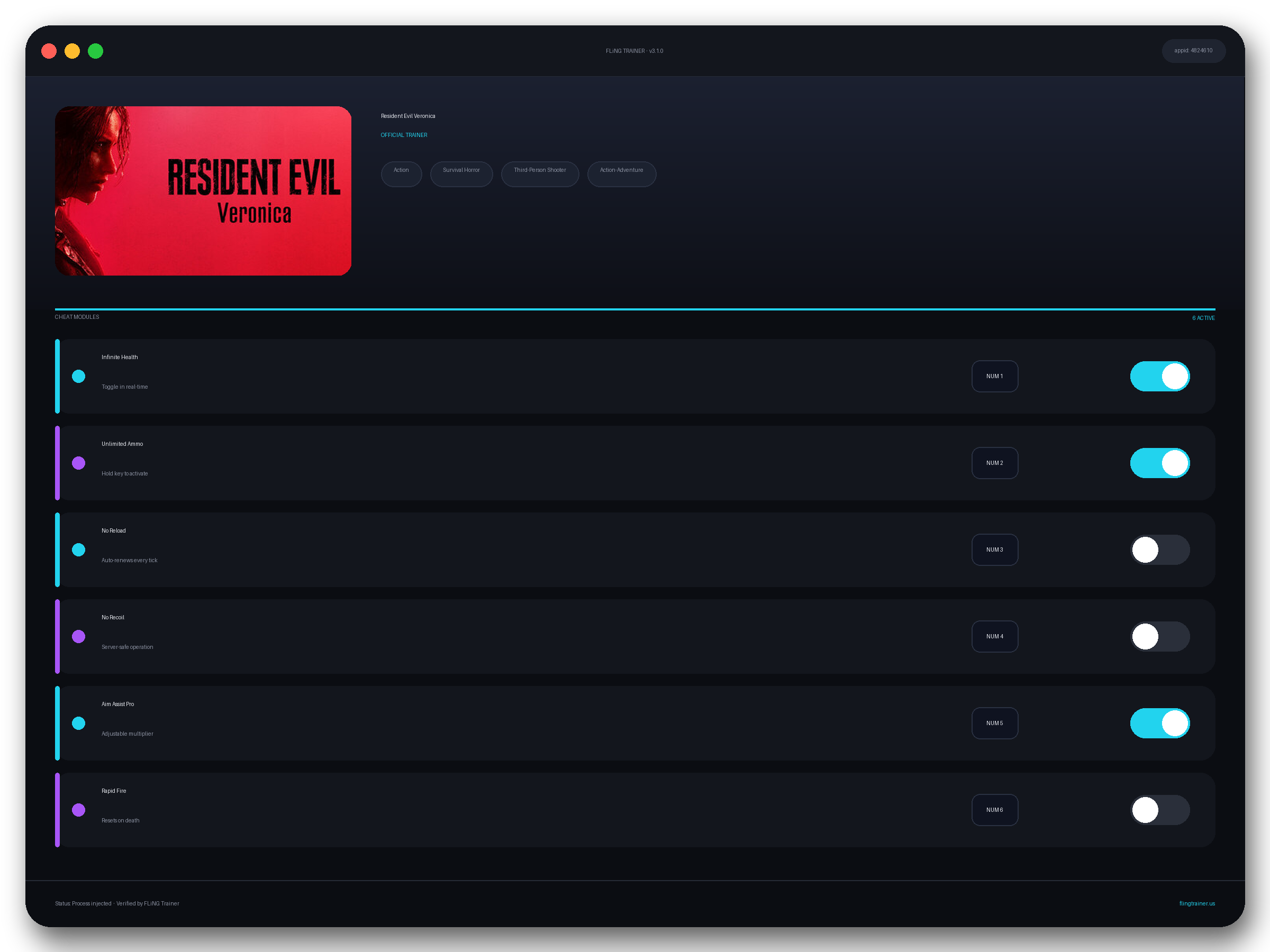 Resident Evil Veronica Trainer interface