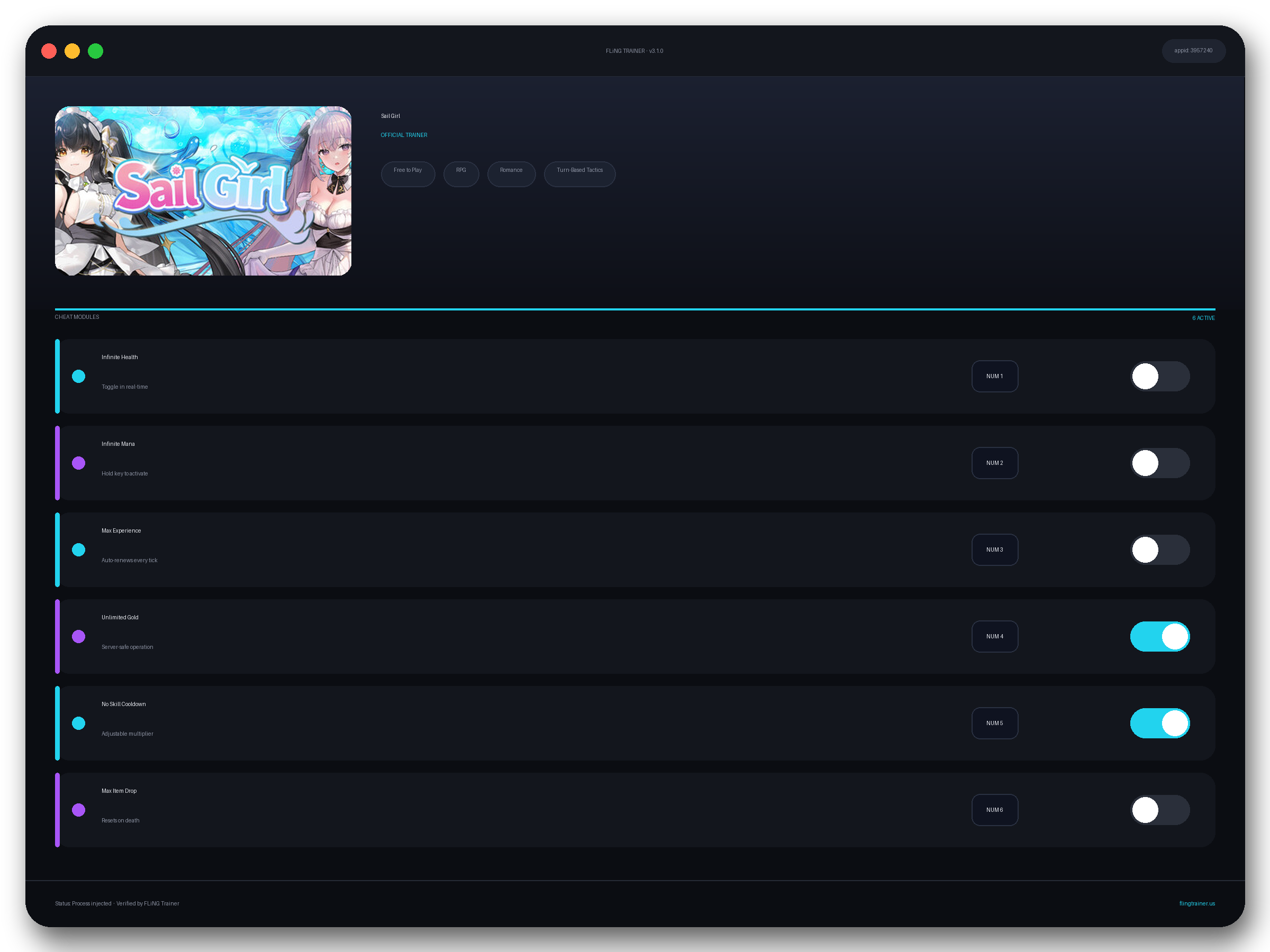 Sail Girl Trainer interface