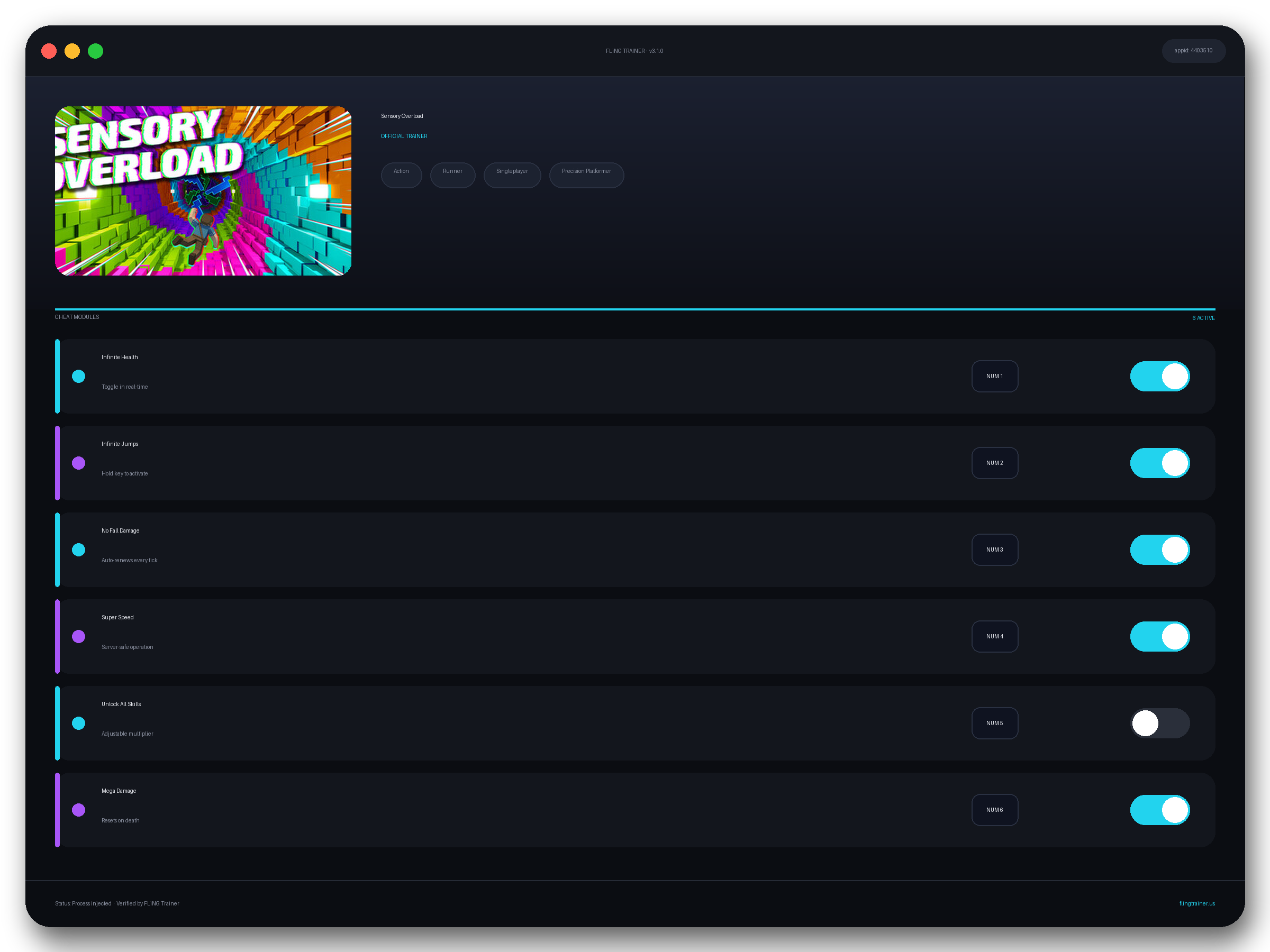 Sensory Overload Trainer interface