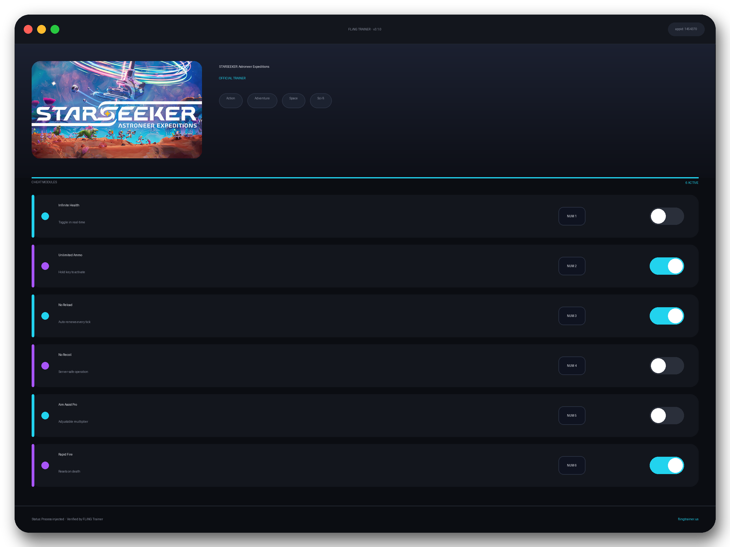 STARSEEKER: Astroneer Expeditions Trainer interface