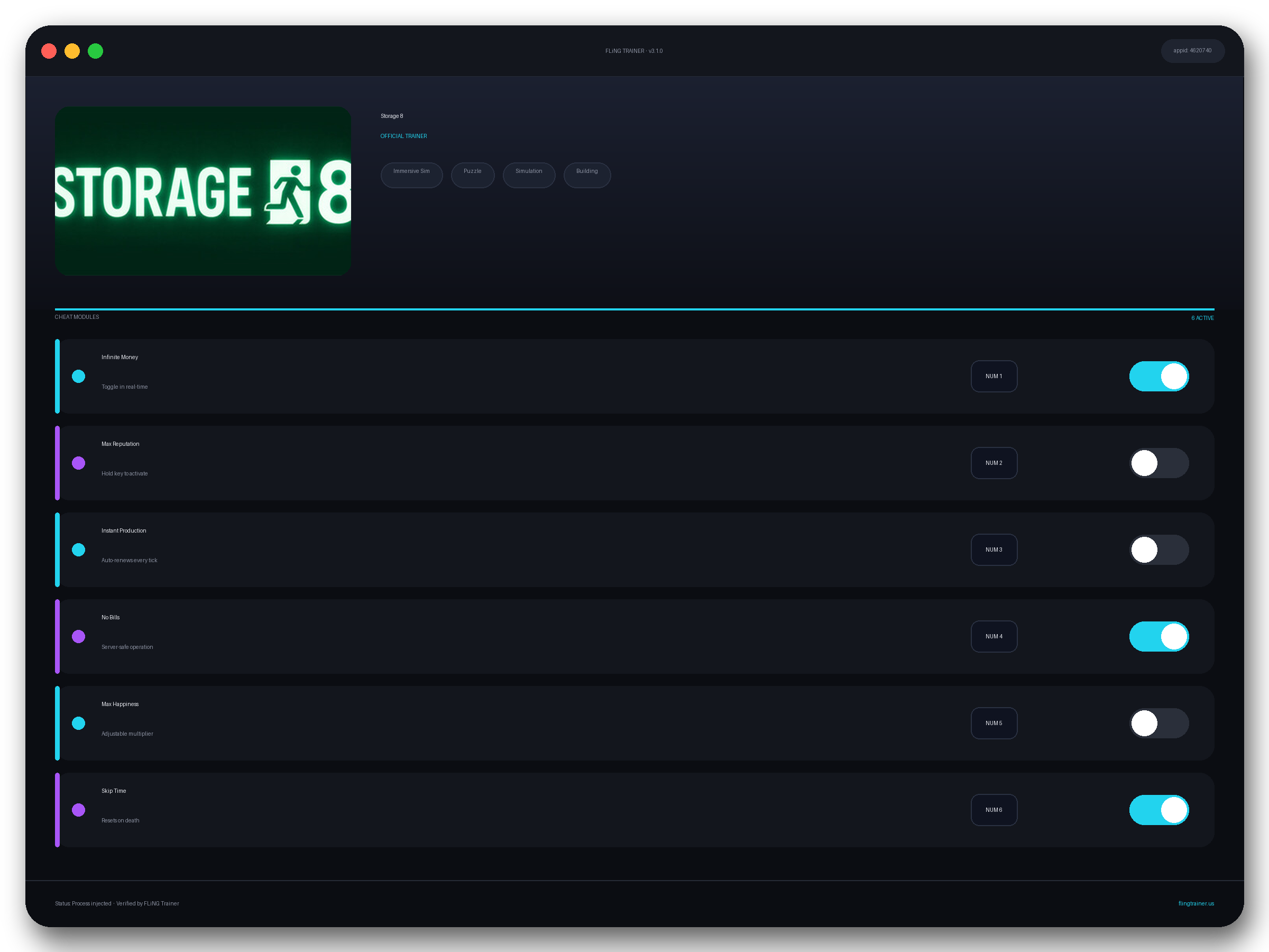 Storage 8 Trainer interface