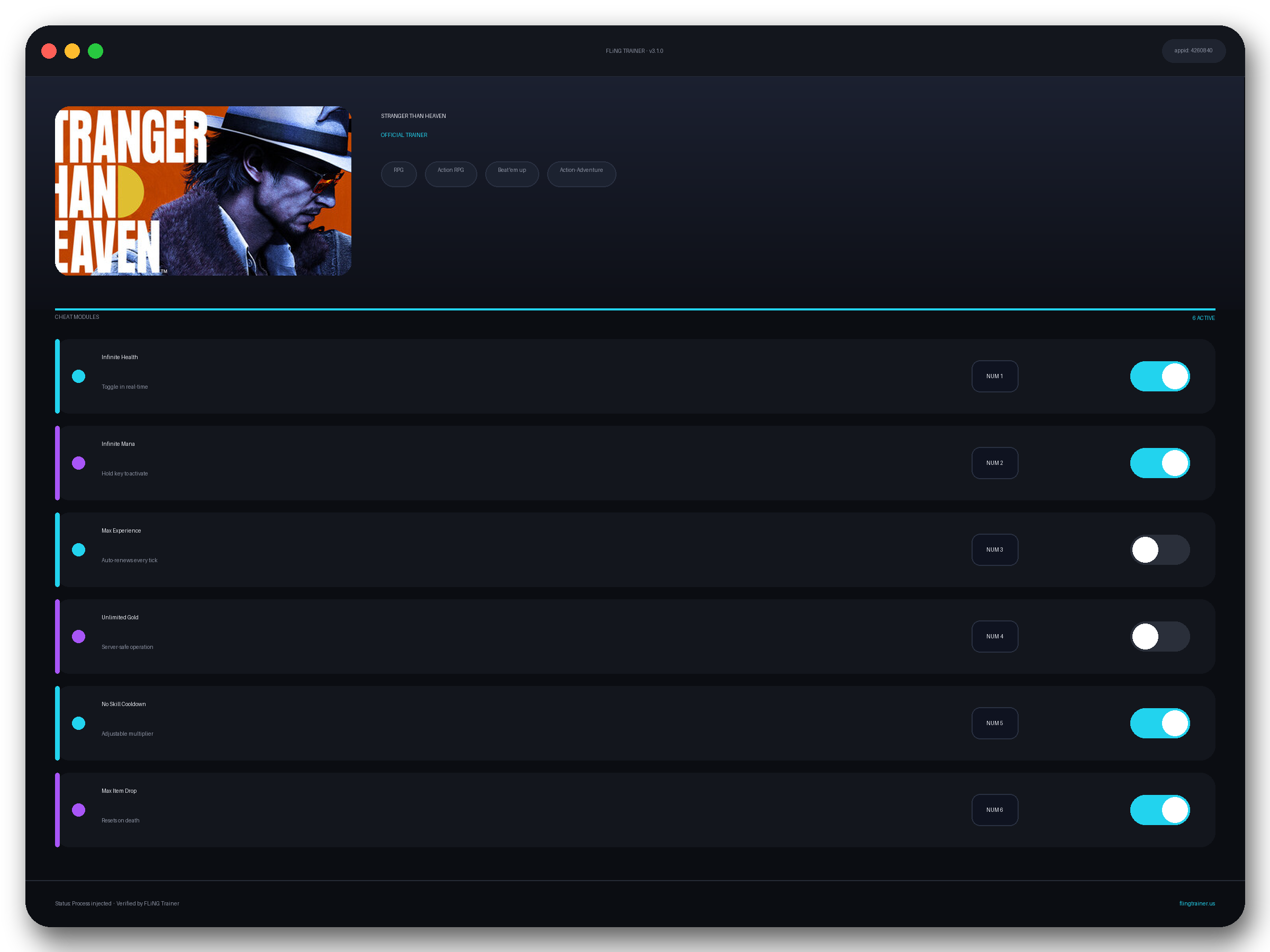 STRANGER THAN HEAVEN Trainer interface