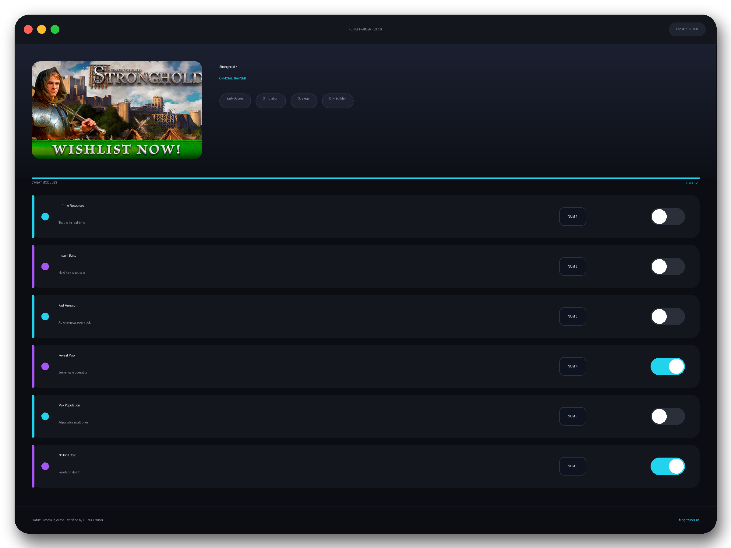 Stronghold 4 Trainer interface
