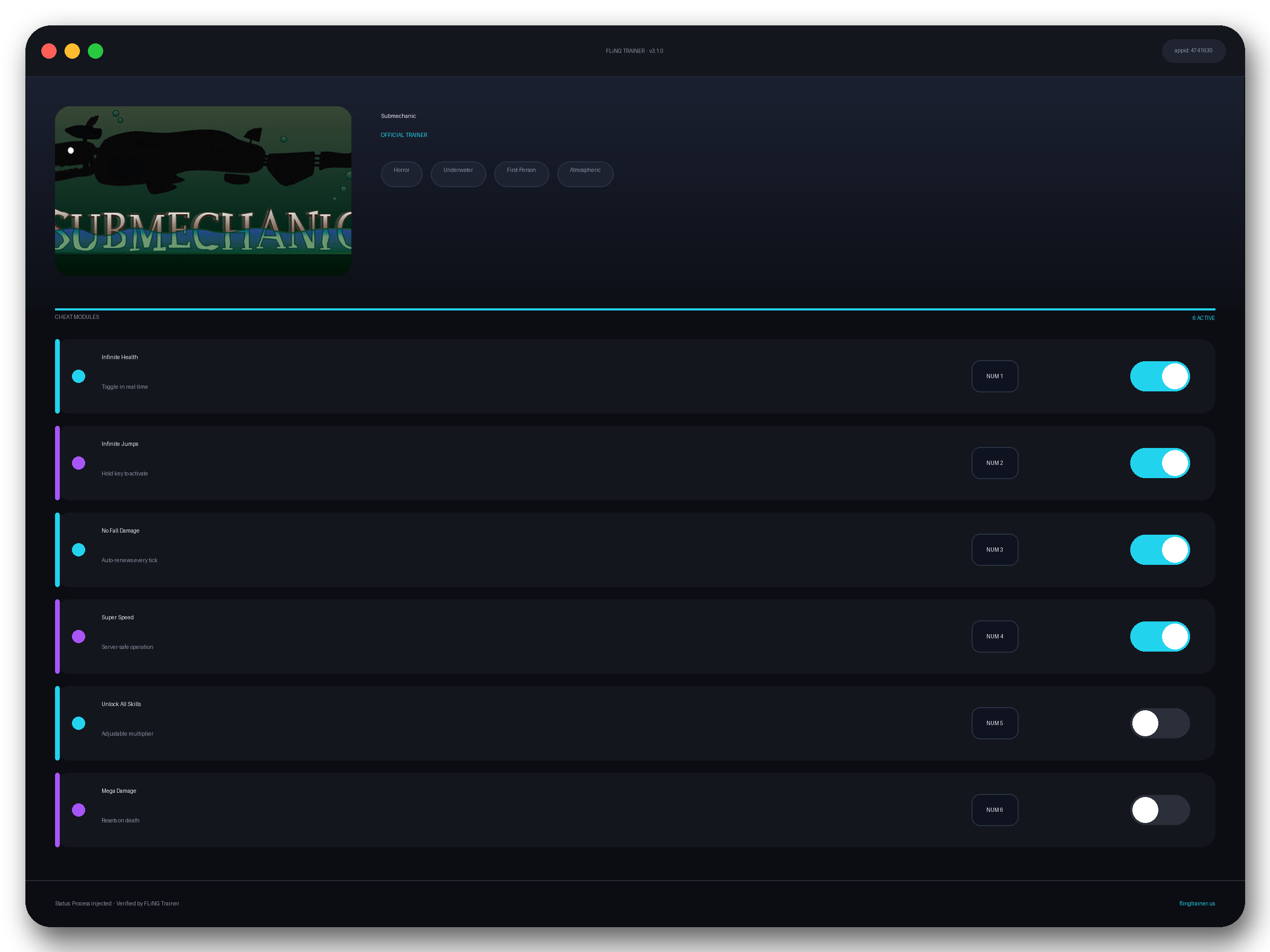 Submechanic Trainer interface