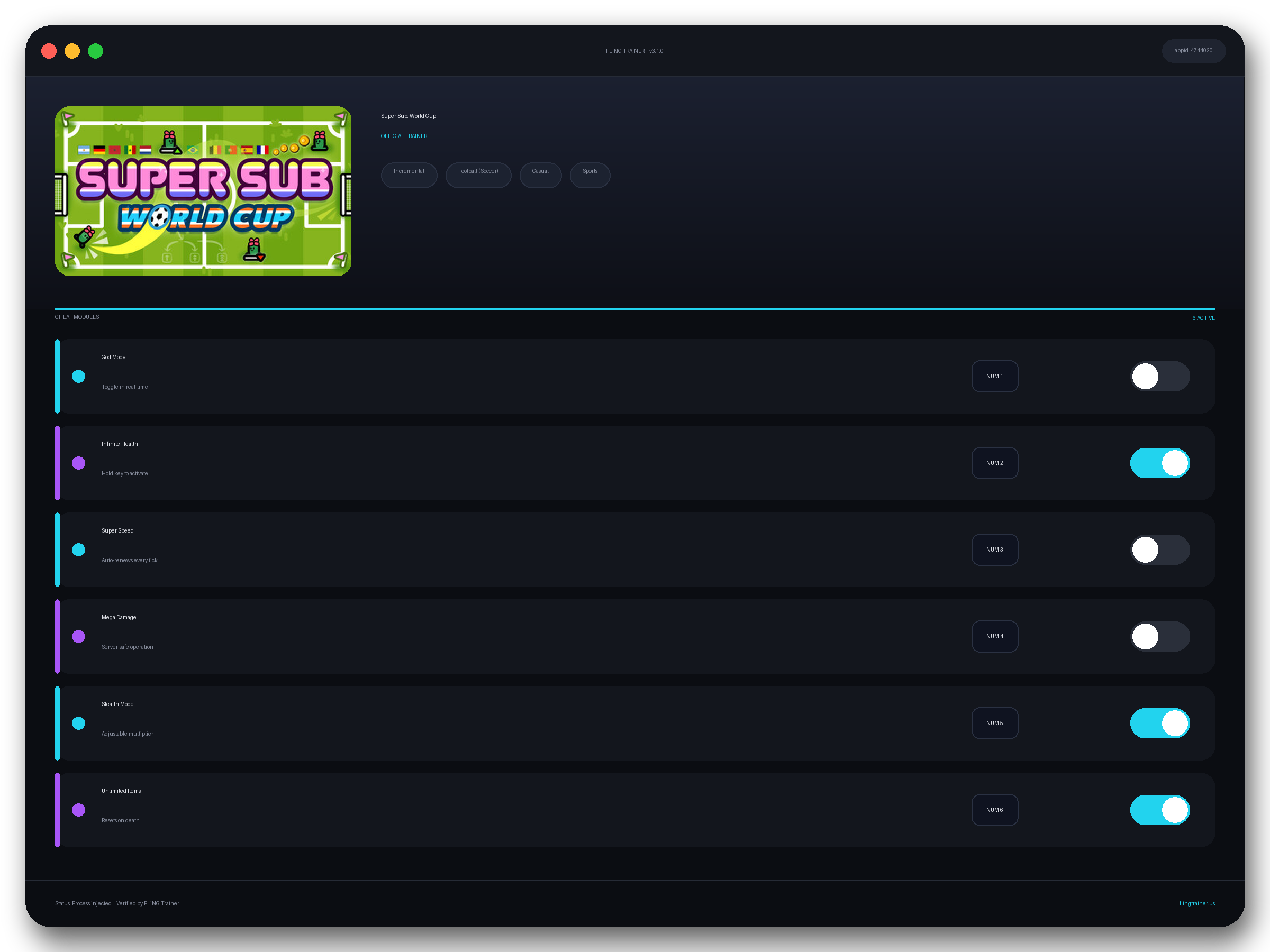 Super Sub: World Cup Trainer interface