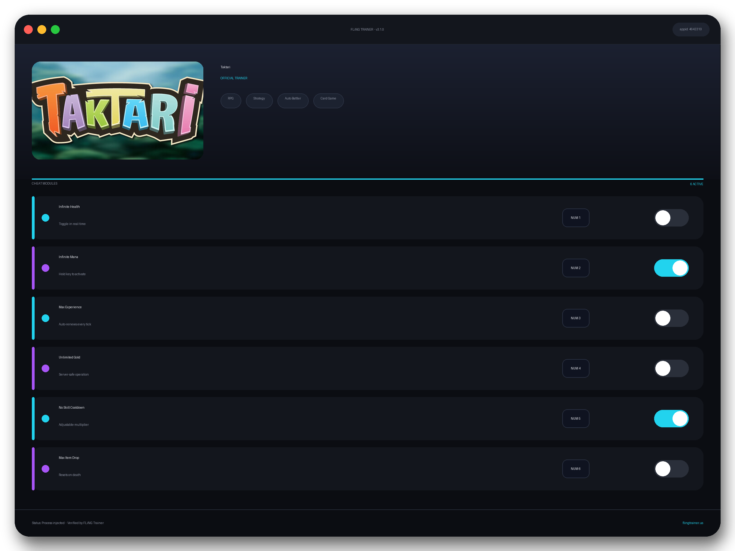 Taktari Trainer interface