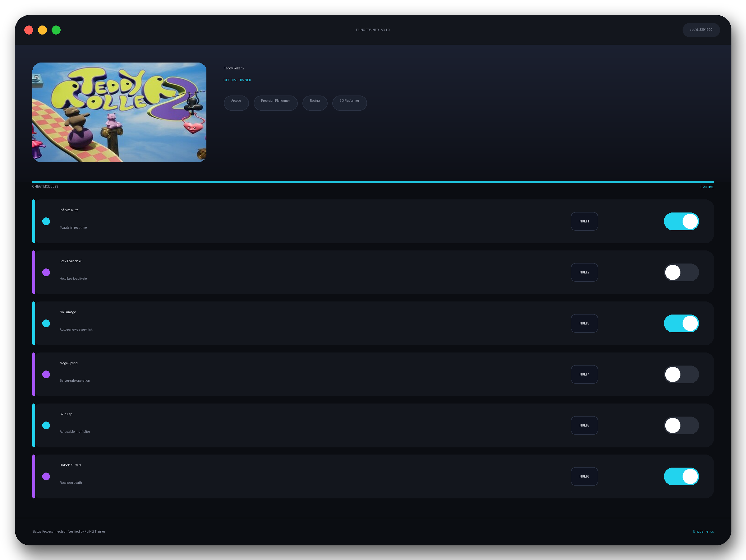 Teddy Roller 2 Trainer interface