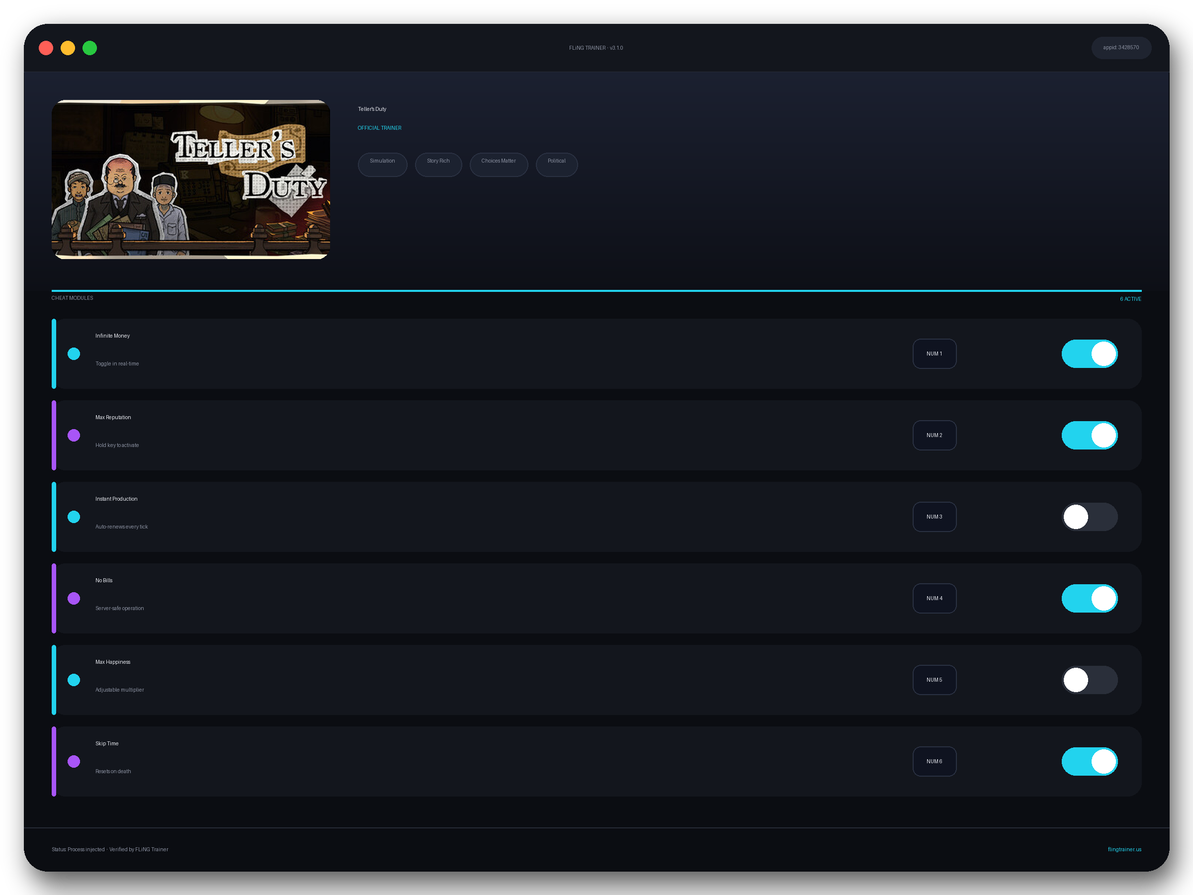 Teller's Duty Trainer interface
