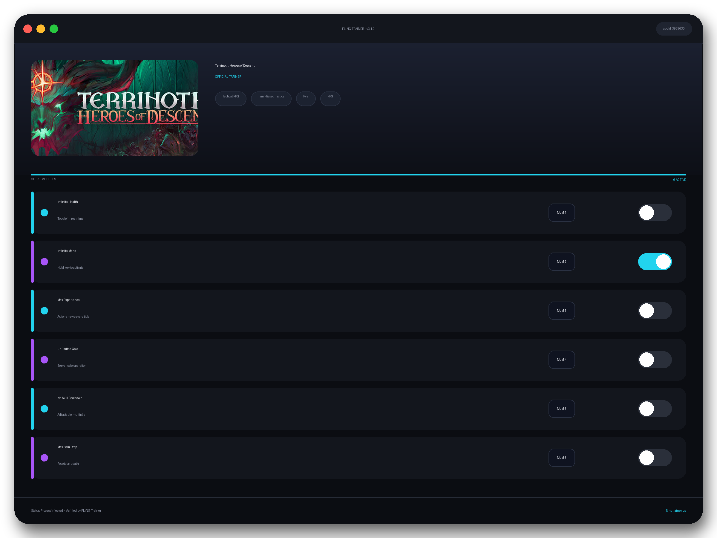 Terrinoth: Heroes of Descent Trainer interface