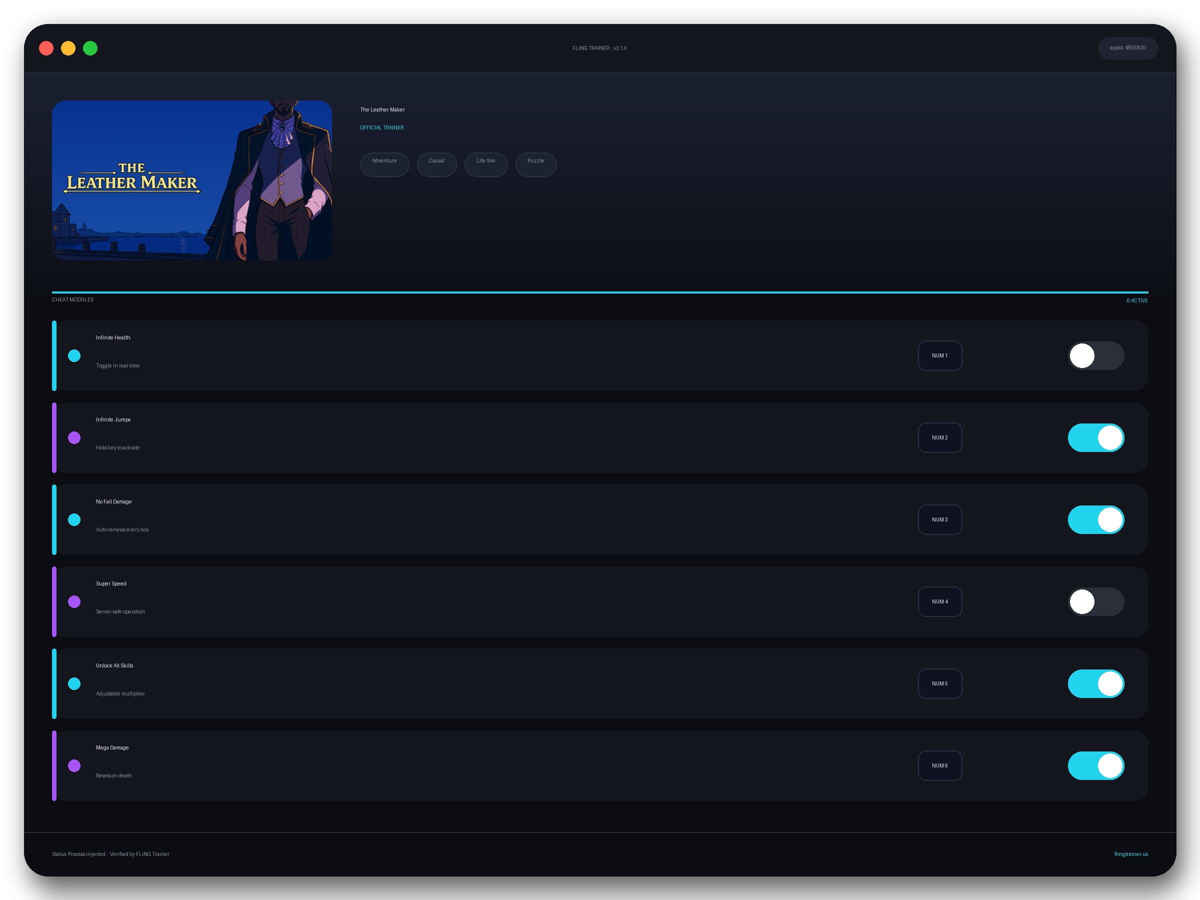 The Leather Maker Trainer interface