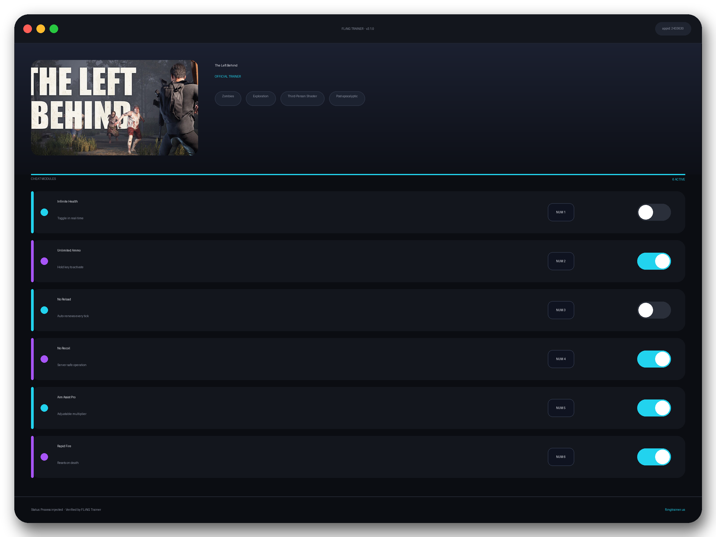 The Left Behind Trainer interface