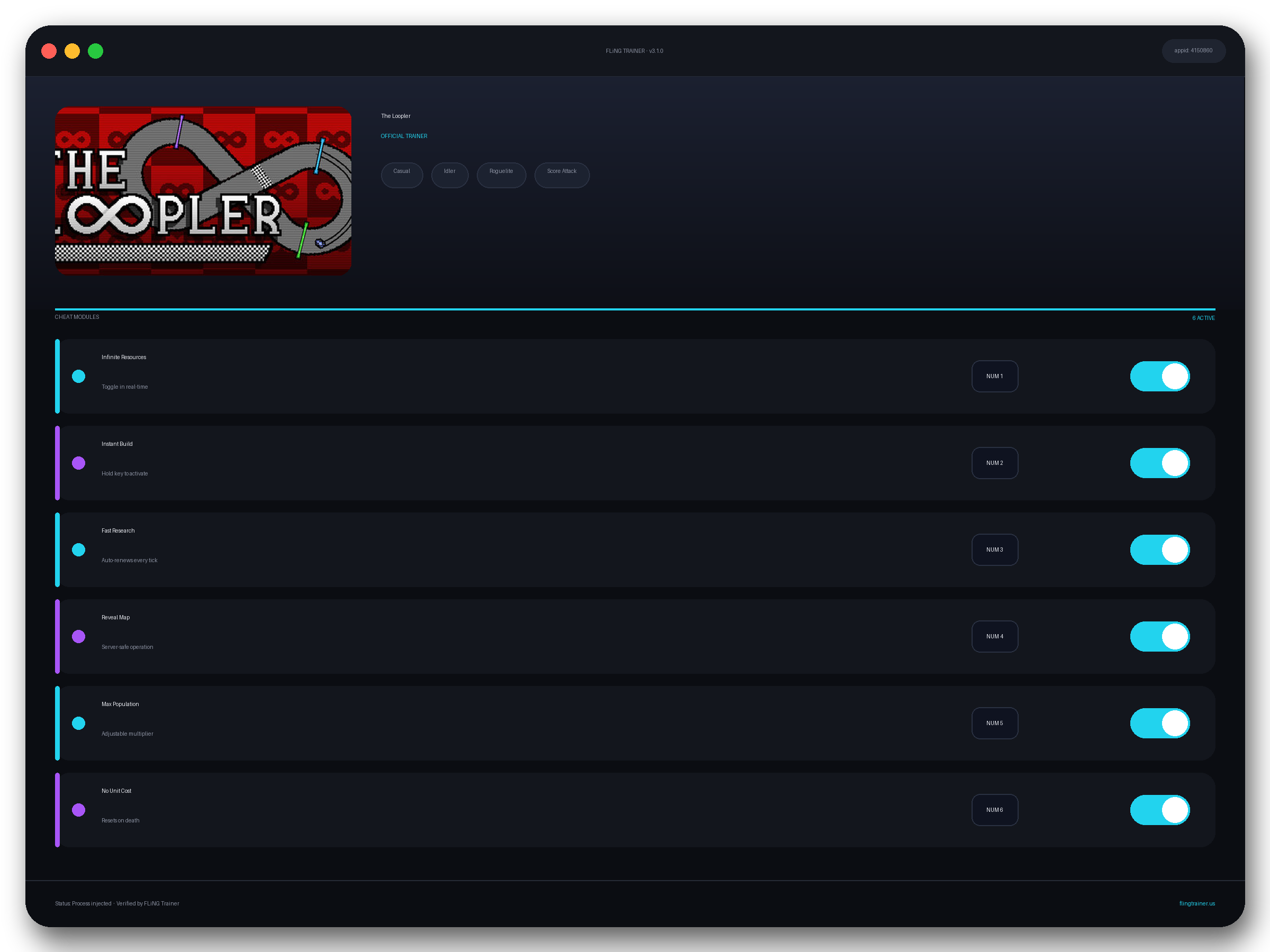The Loopler Trainer interface
