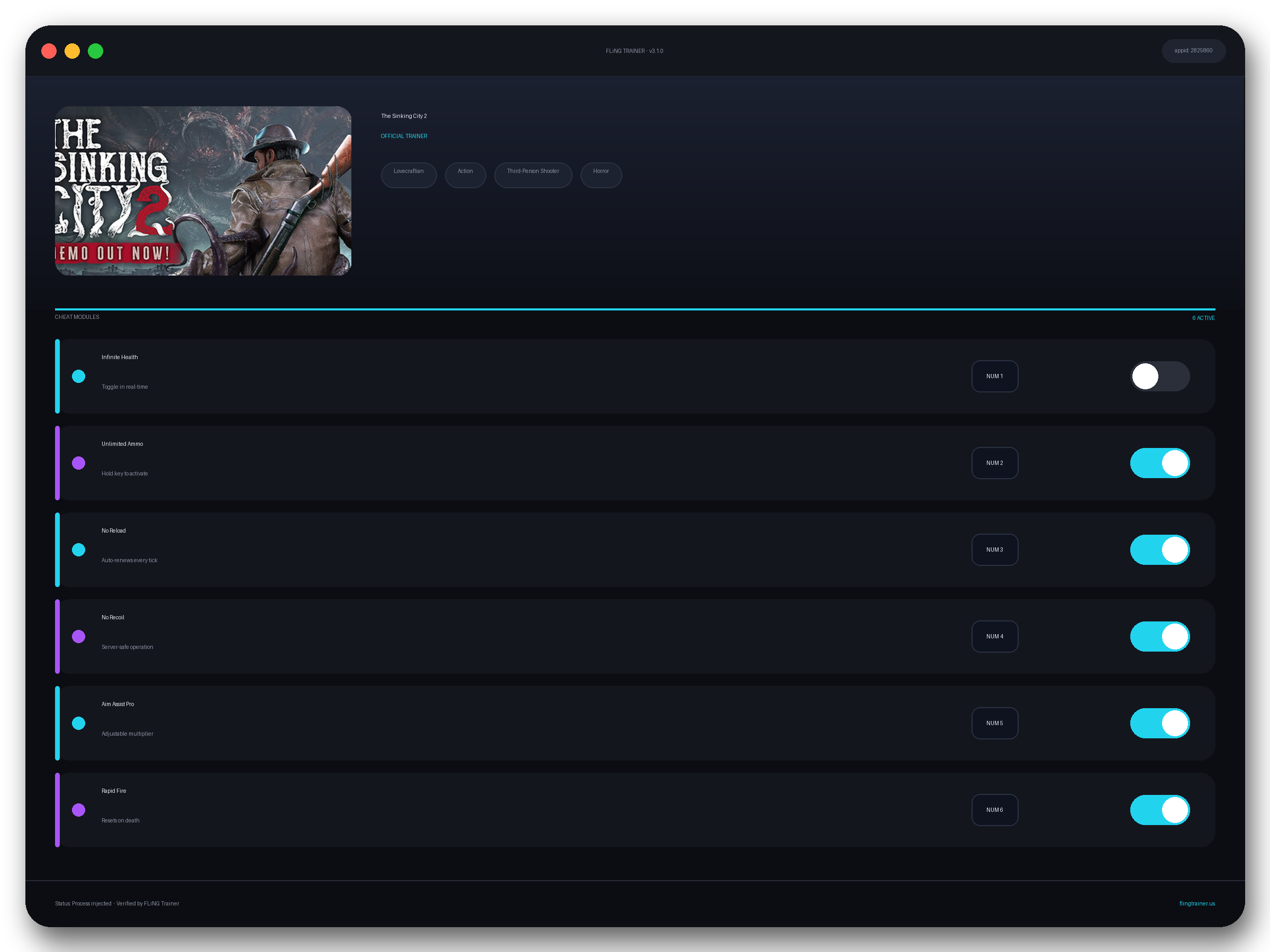 The Sinking City 2 Trainer interface